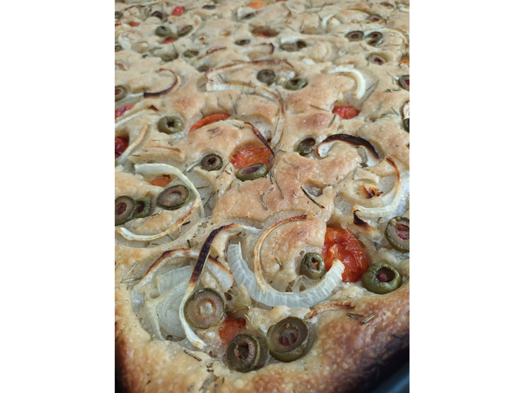 Focaccia pizza, con queso  tomate seco..