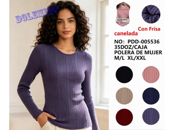 DOCENA CAMISETA TERMICA ACANALADA DAMA