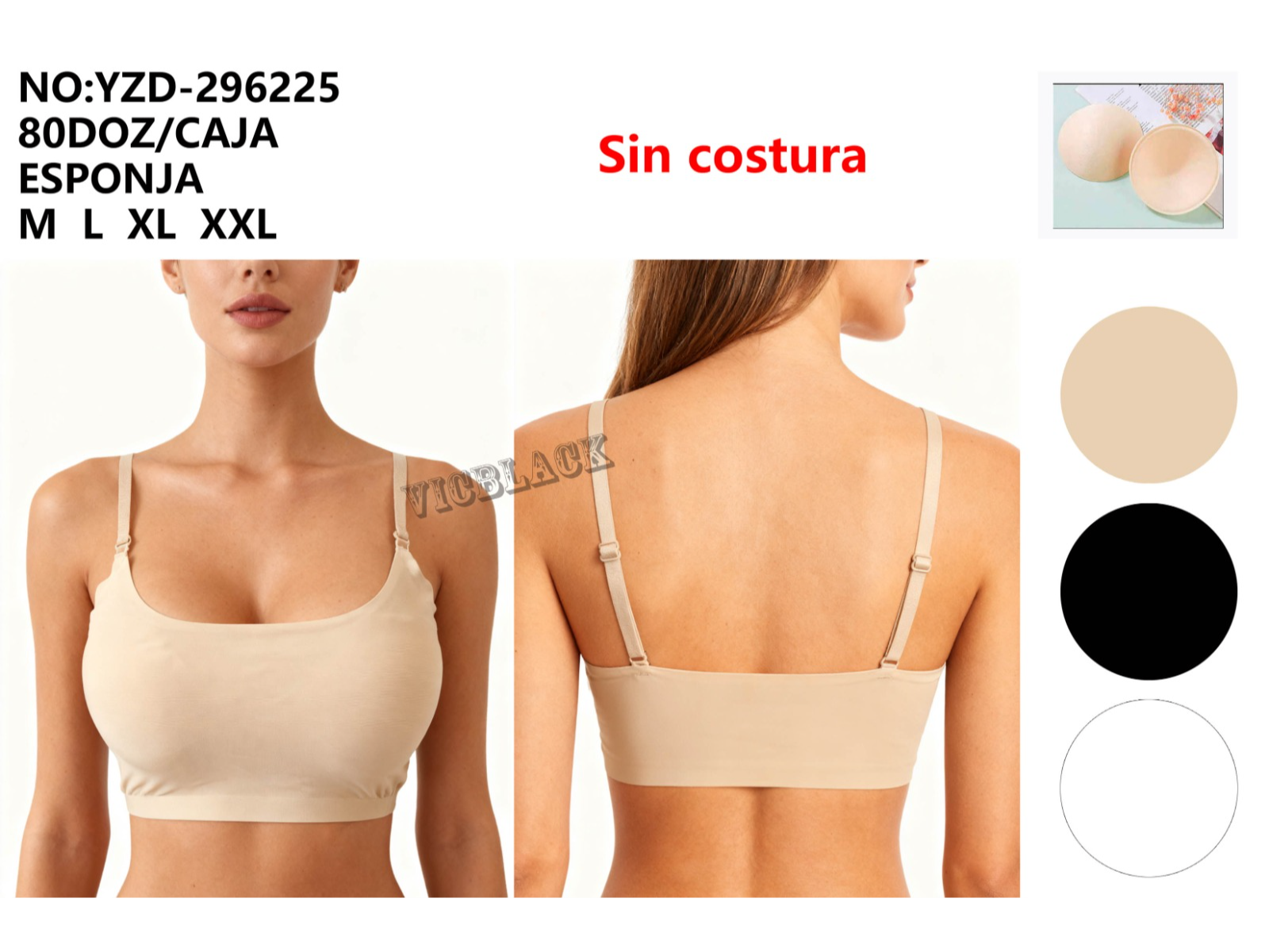 DOCENA CORPIÑO  SIN COSTURA VICBLACK