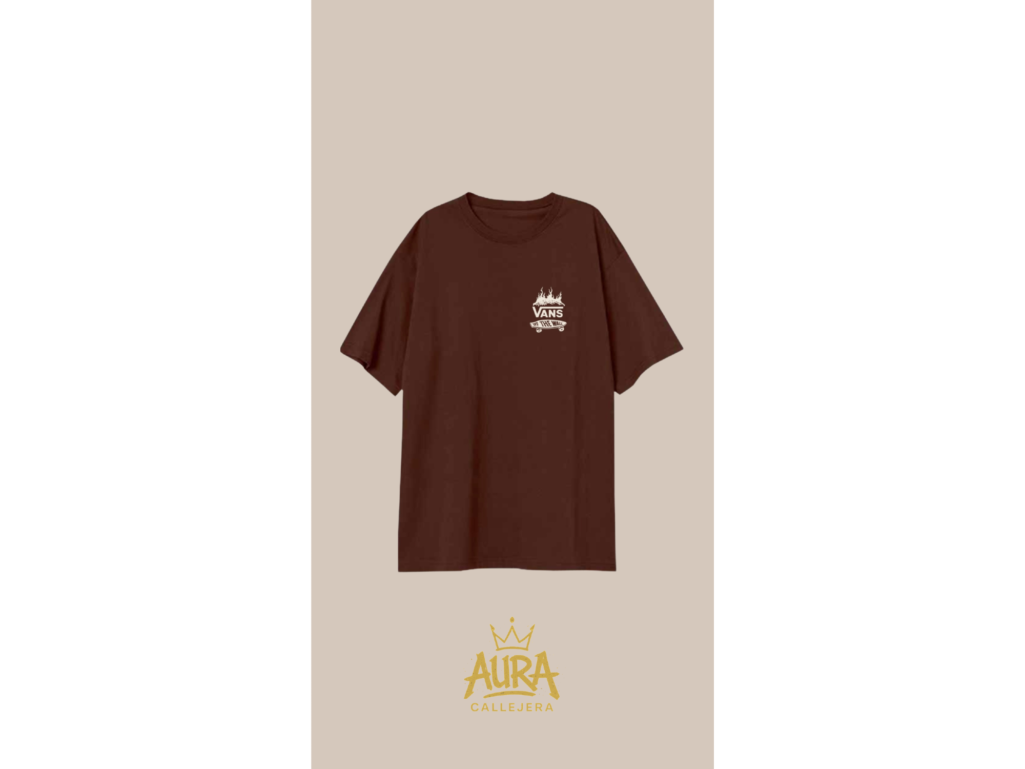 Remera Oversize “Vans Flame” Chocolate