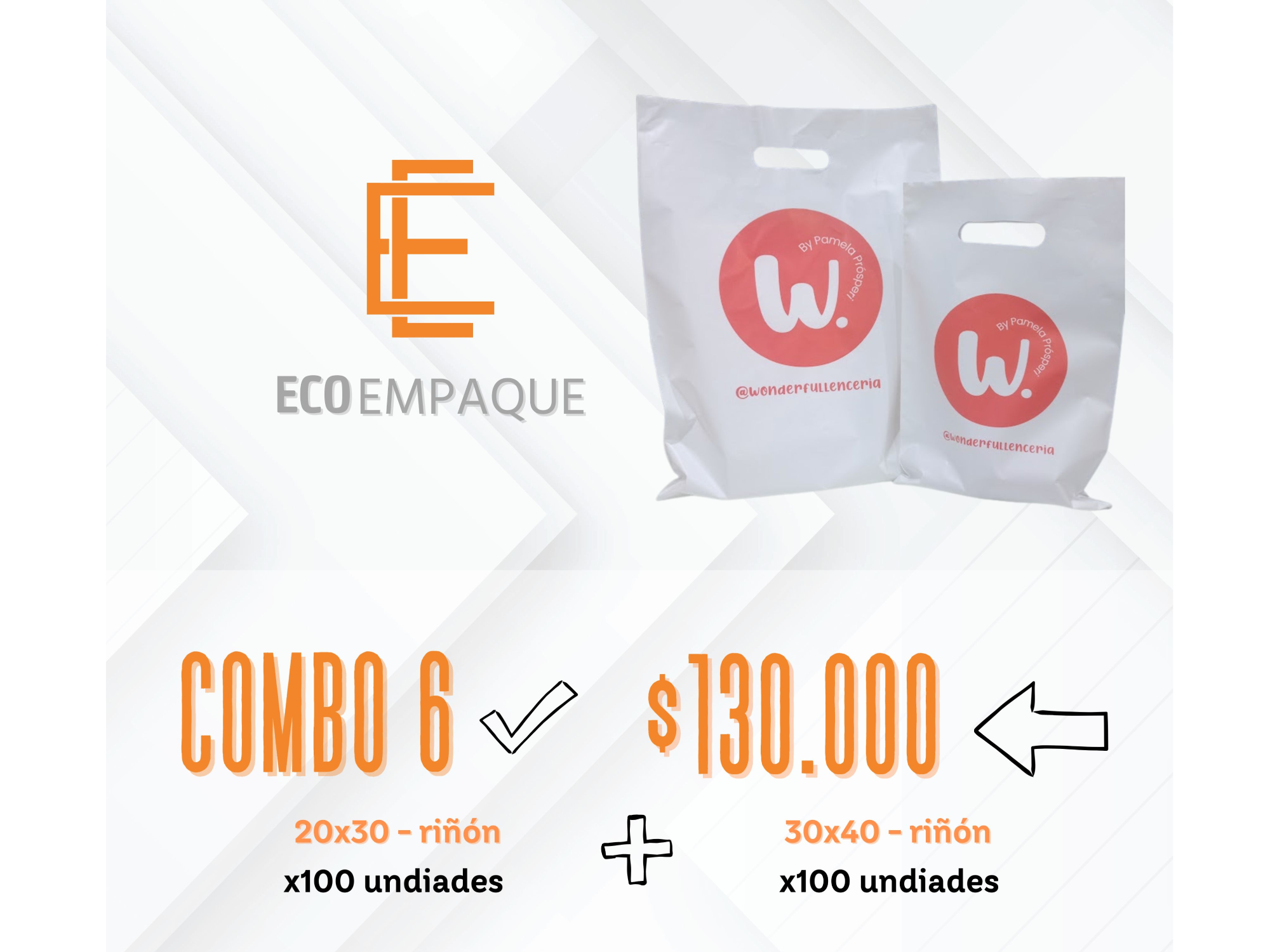 COMBO 6: 100 u 30x40 riñón + 100 u 20x30 riñón