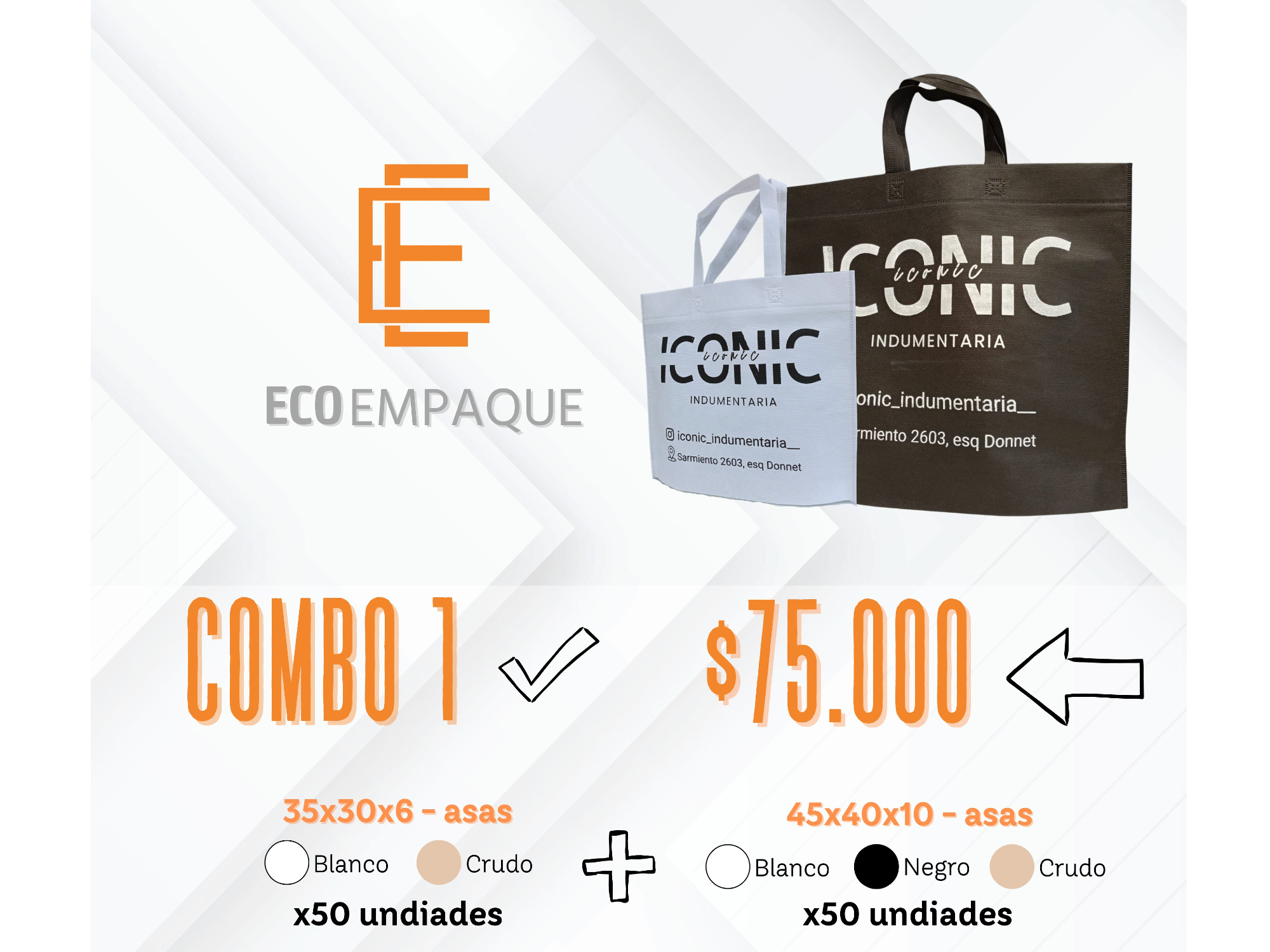 COMBO 1: 50 u 45x40 riñón + 50 u 35x30 riñón