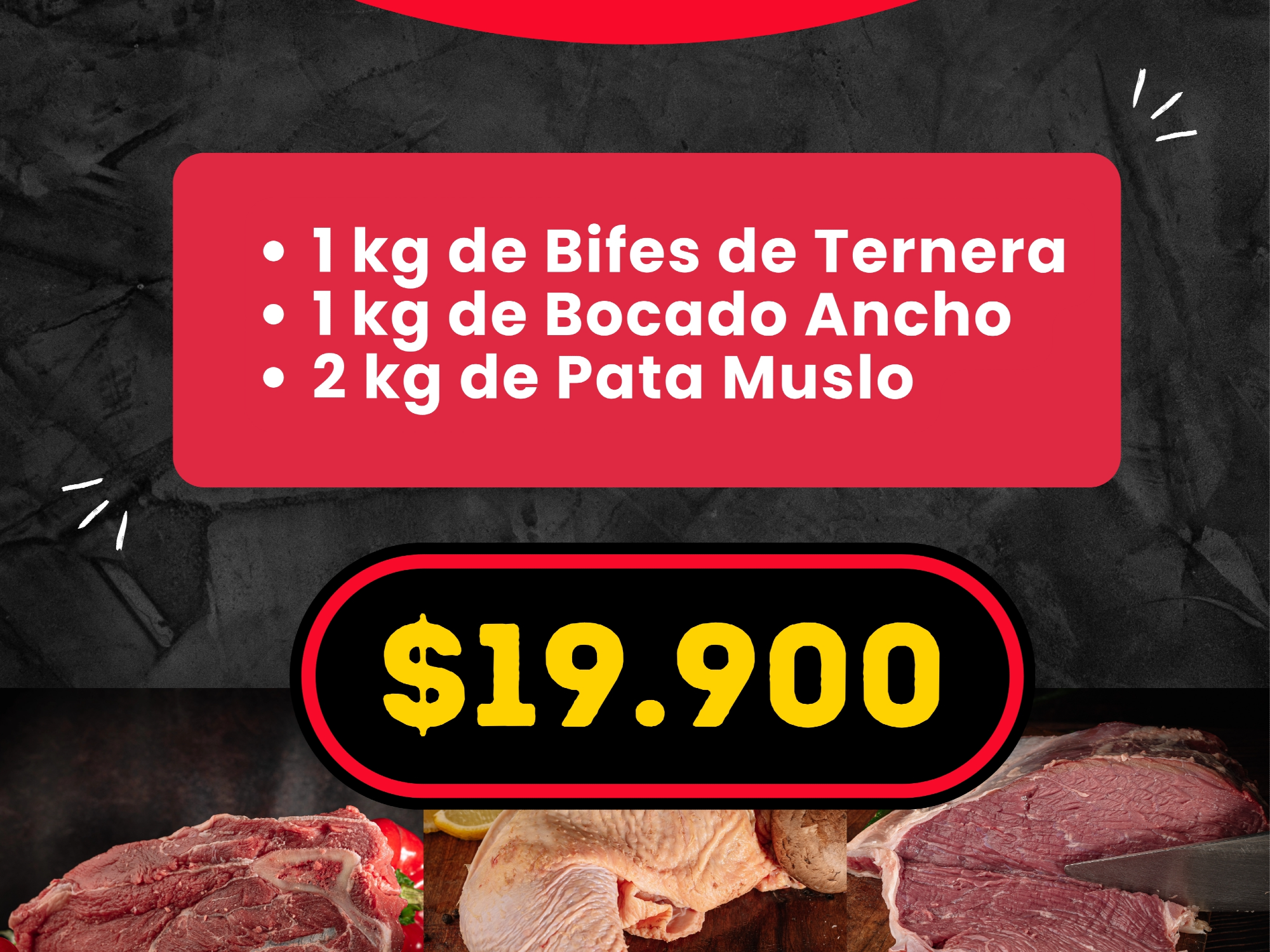 Combo 1 - Bifes Ternera - Bocado Ancho - Pata Muslo - 4 Kg