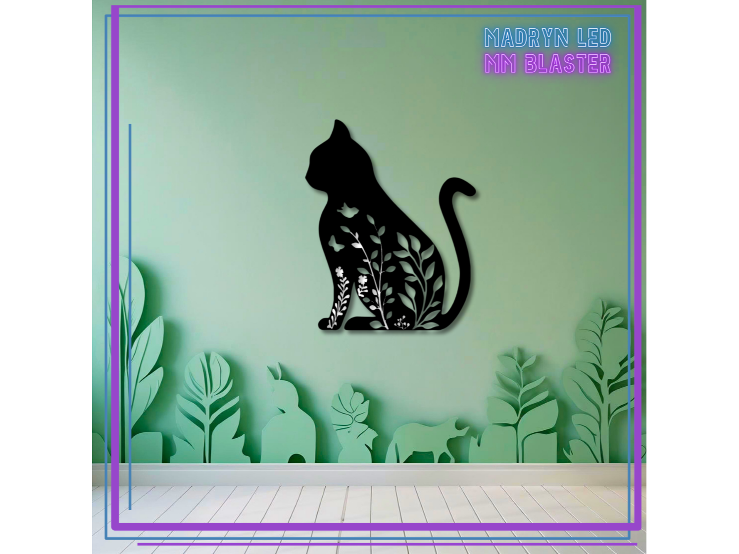 CUADRO DECO - GATITO Y FLORES