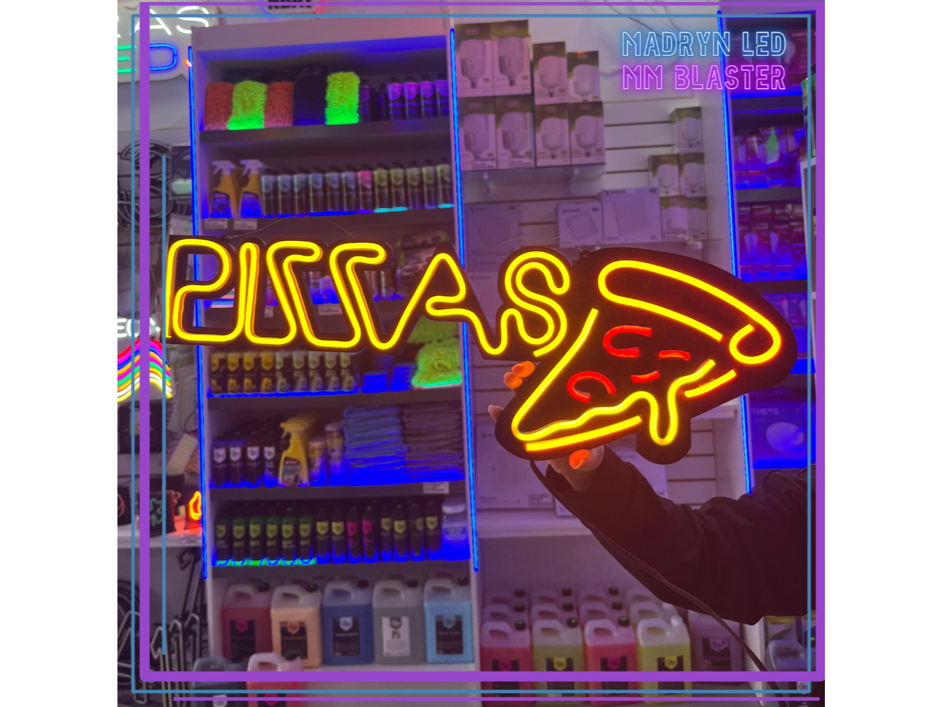 CARTEL NEON - PIZZA CON PORCION
