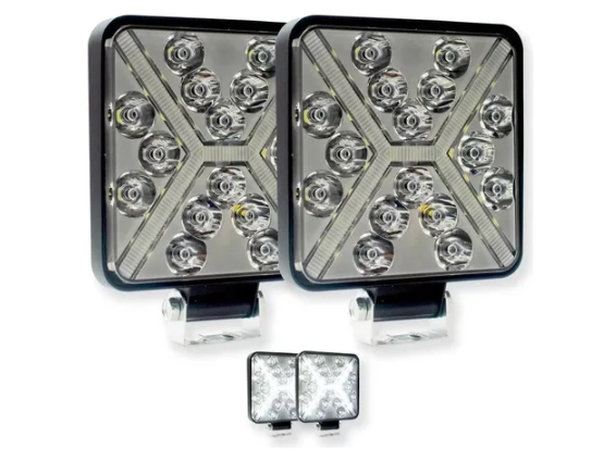 FARO 16 LED CUADRADO CON AMBAR 12/24 (UNIDAD)