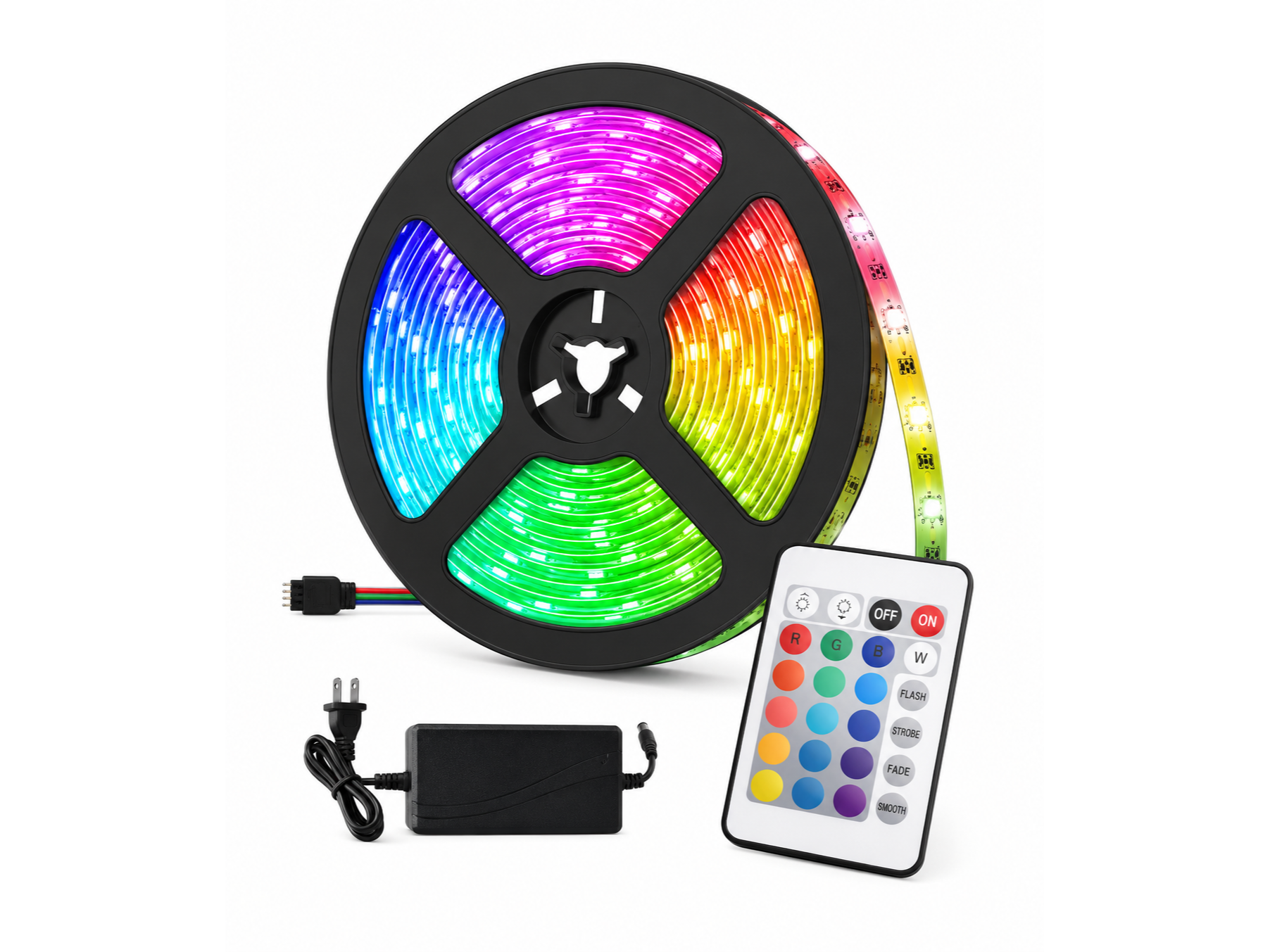 KIT TIRA LED RGB  12V 5MT C/TRANSFORMADOR