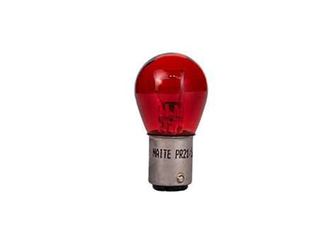 LÁMPARA HALÓGENA DE 2 POLOS ROJA 21/5W 12V PATA DESPLAZADA DISPAREJA
