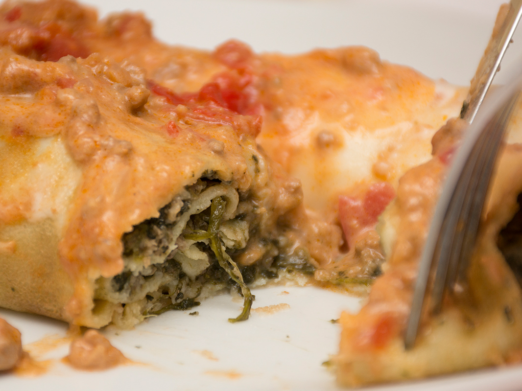 Canelones De Carne y Verdura. porción de 3 unidades