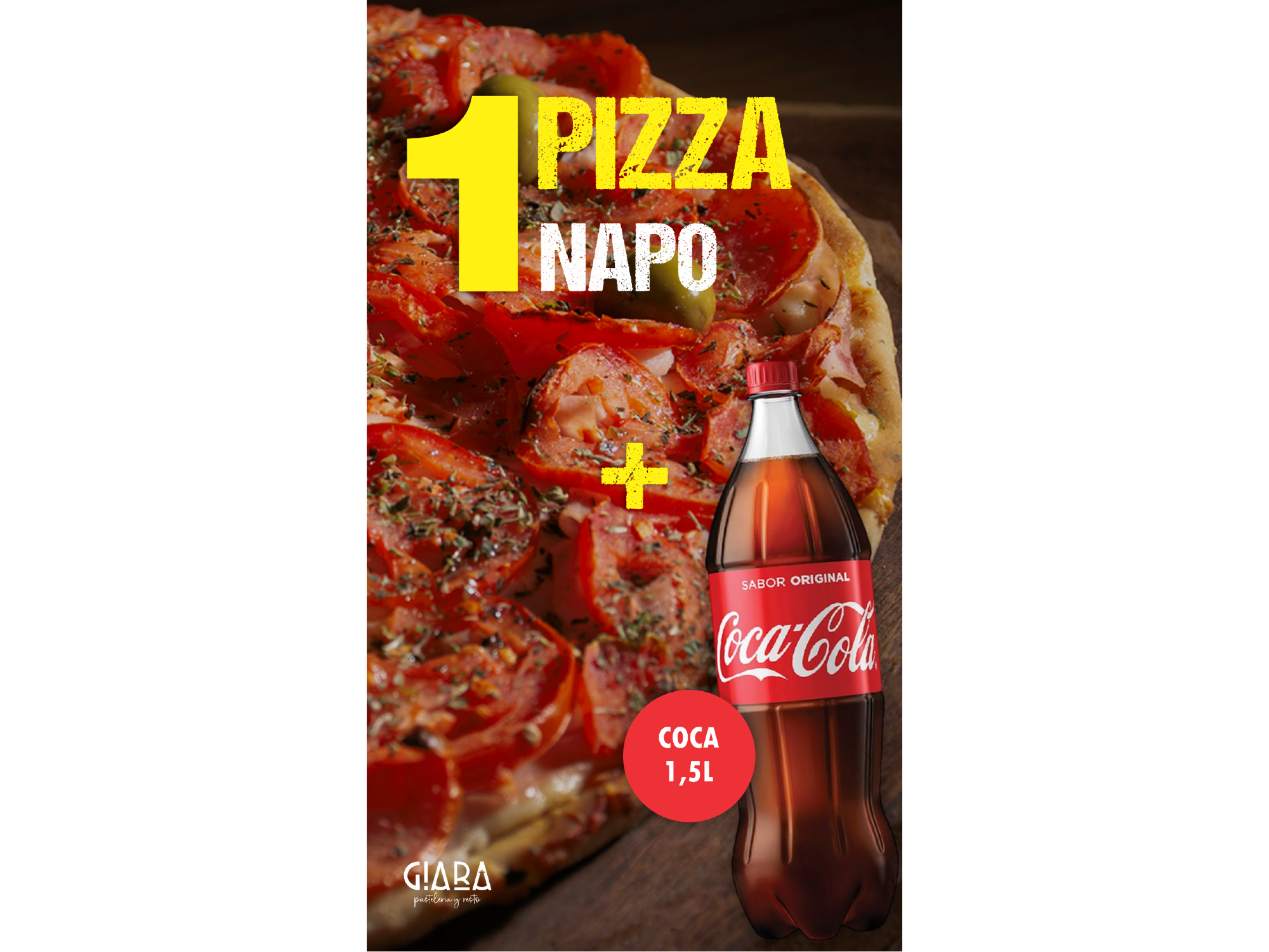 1 Pizza Napolitana + 1 coca cola 1.5 lt