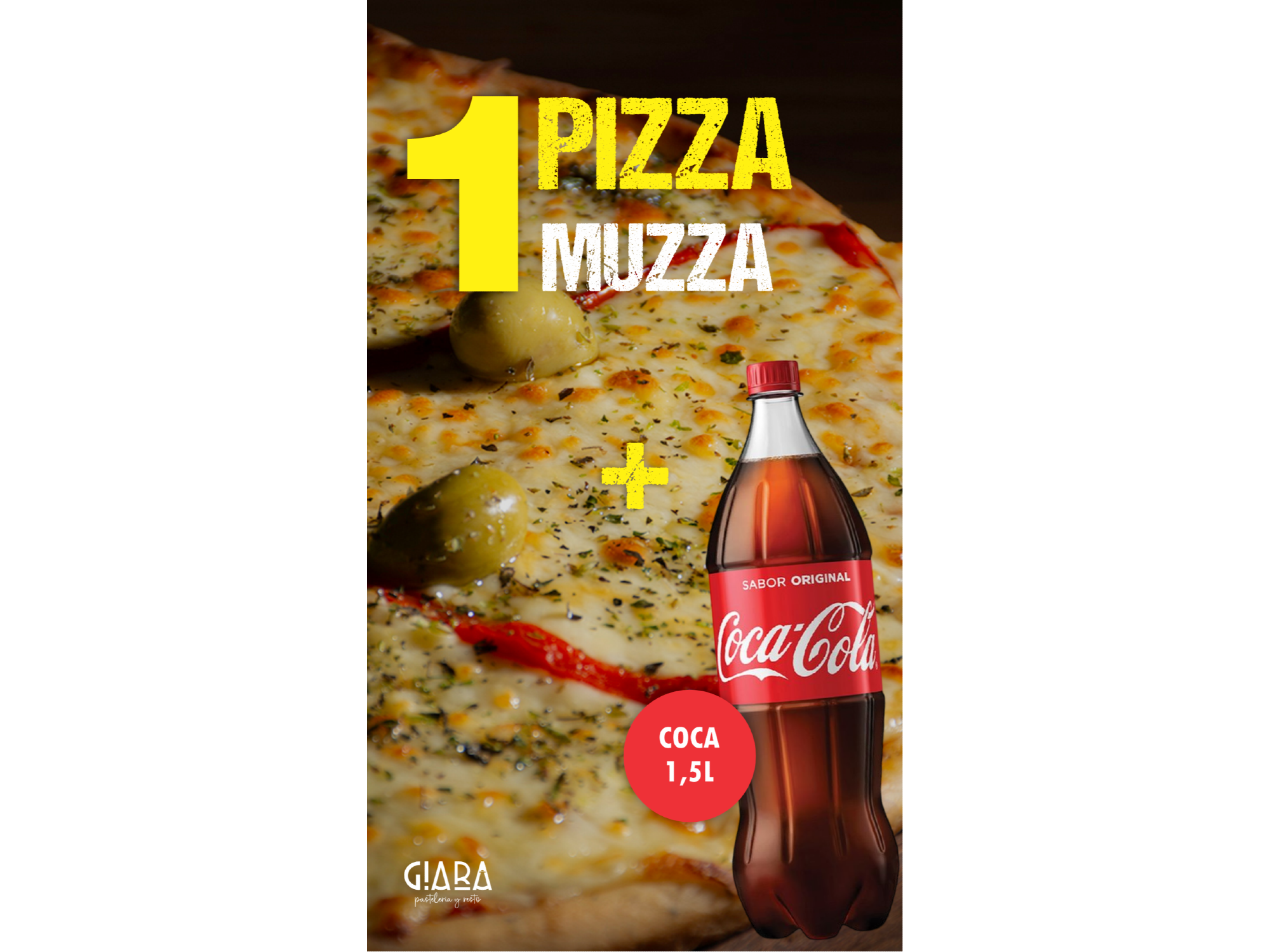 Pizza Muzzarella + coca cola 1.5 lt