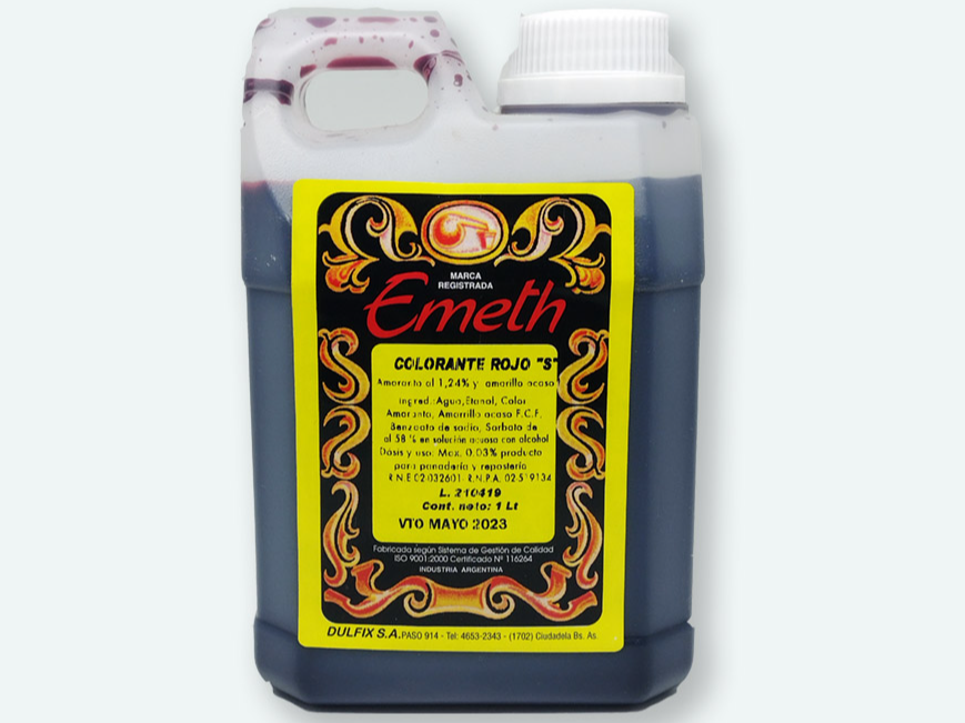 colorante liquido rojo emeth.