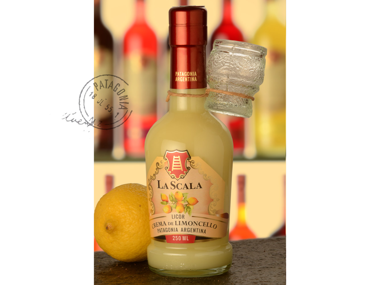Licor crema de limoncello x 250 ml con vasito La Scala