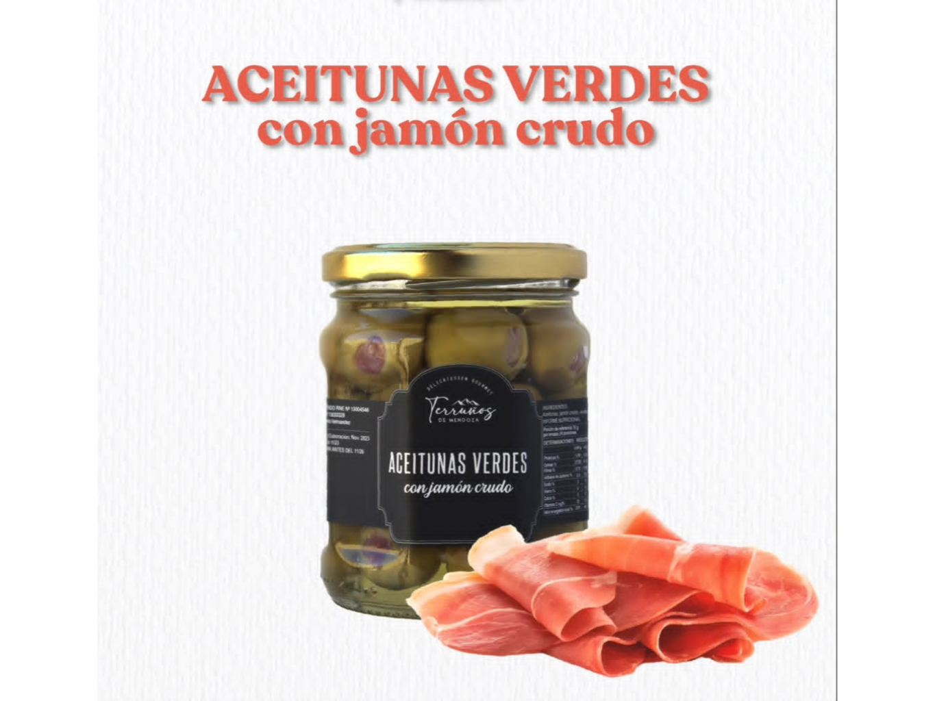 Aceitunas rellenas c/ jamon crudo Terruños x 220 grs