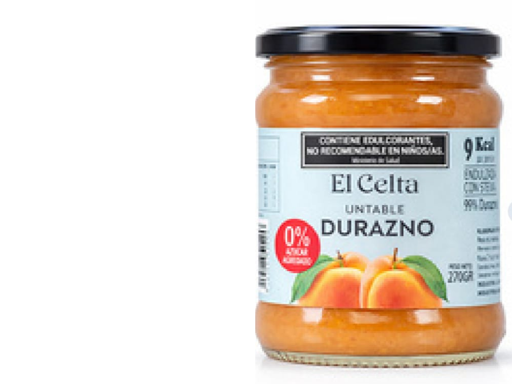Dulce de durazno sin azucar con stevia EL CELTA x 270grs