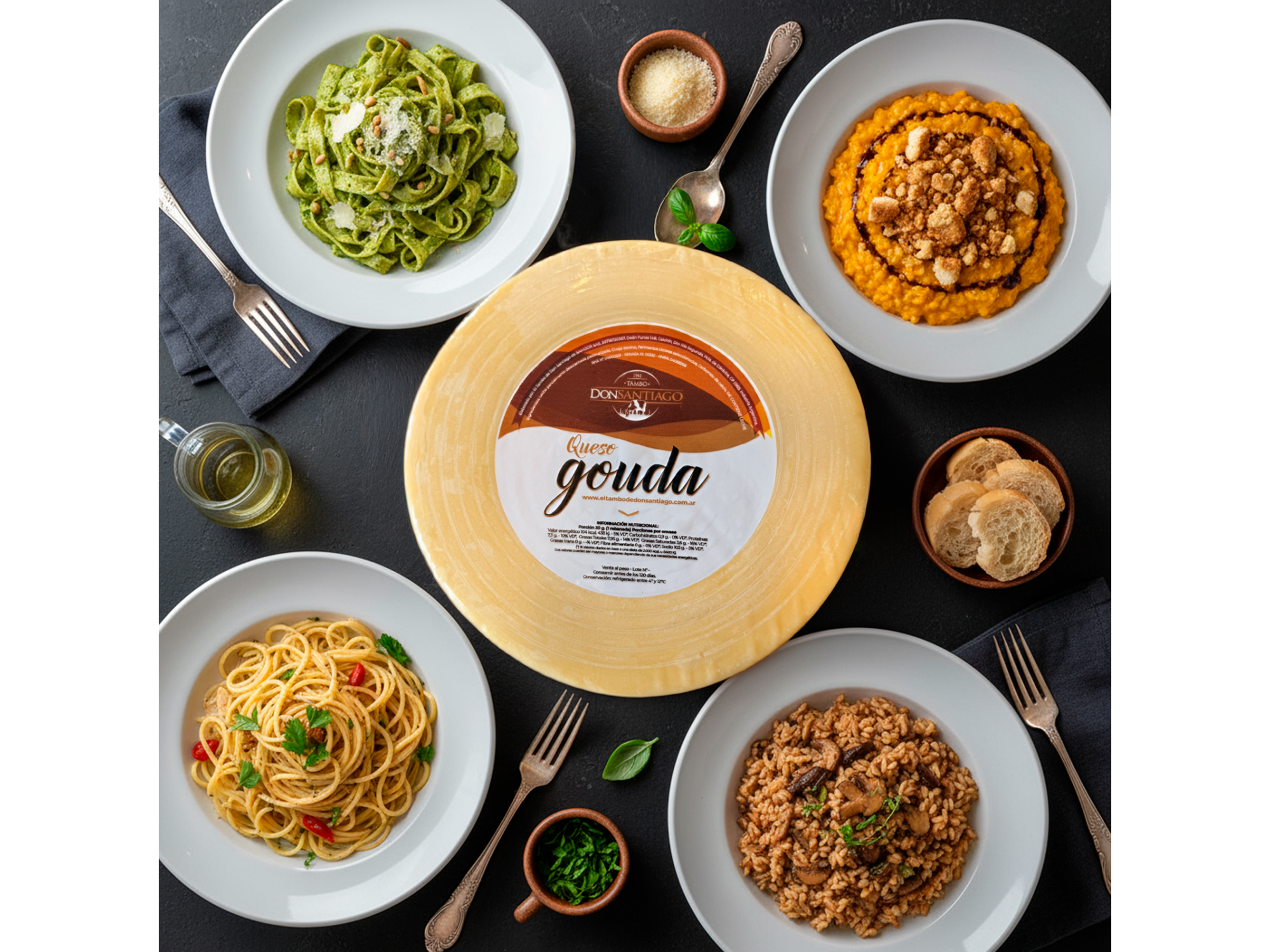 Queso Gouda x 3,8 kg aprox Tambo Don Santiago