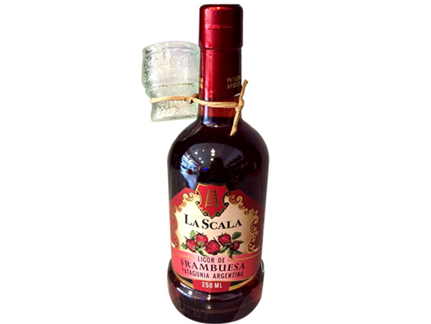 Licor de frambuesa x 250 ml con vasito La Scala