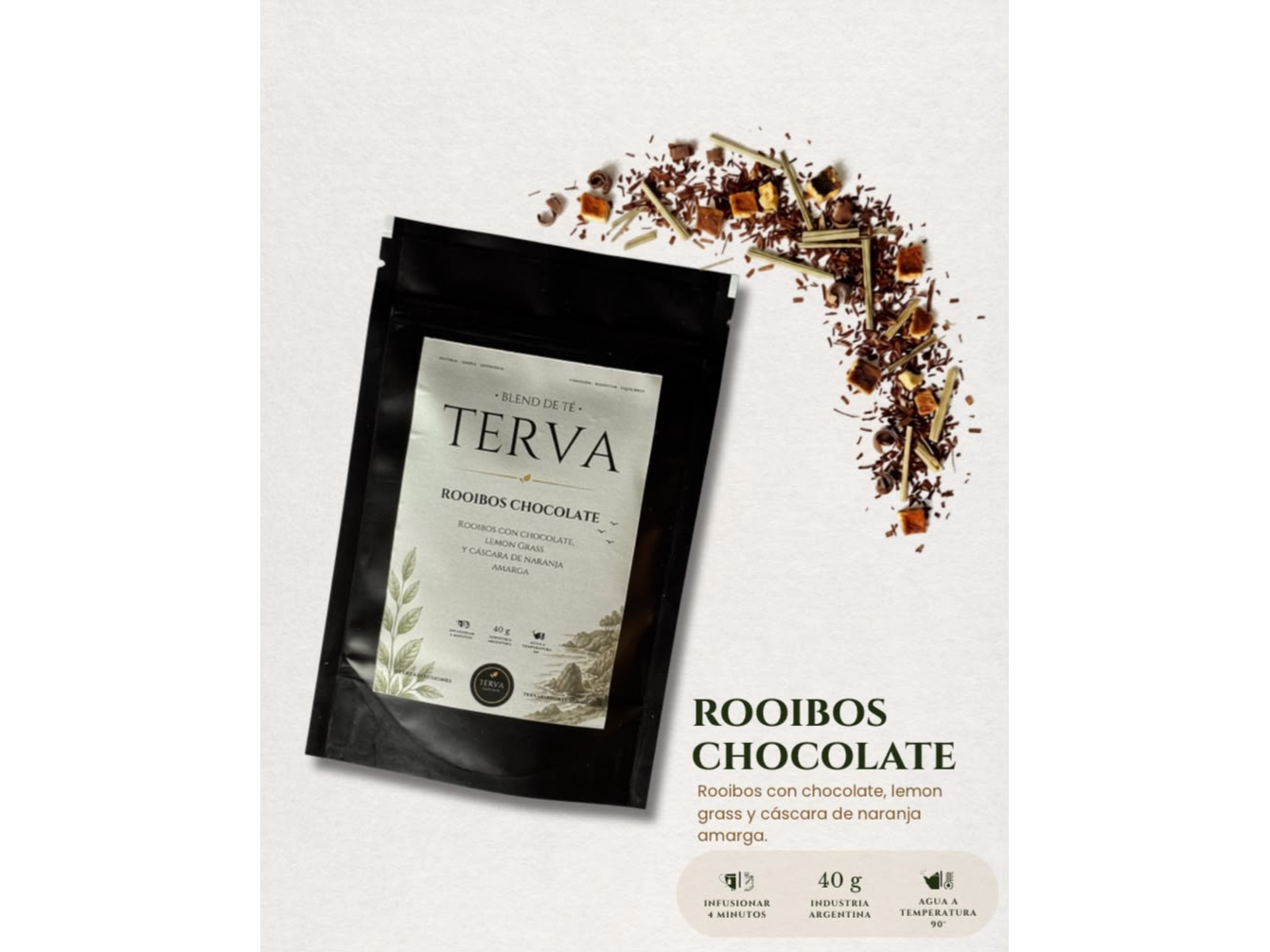 Té en hebras Rooibos Chocolate x 40 grs Terva