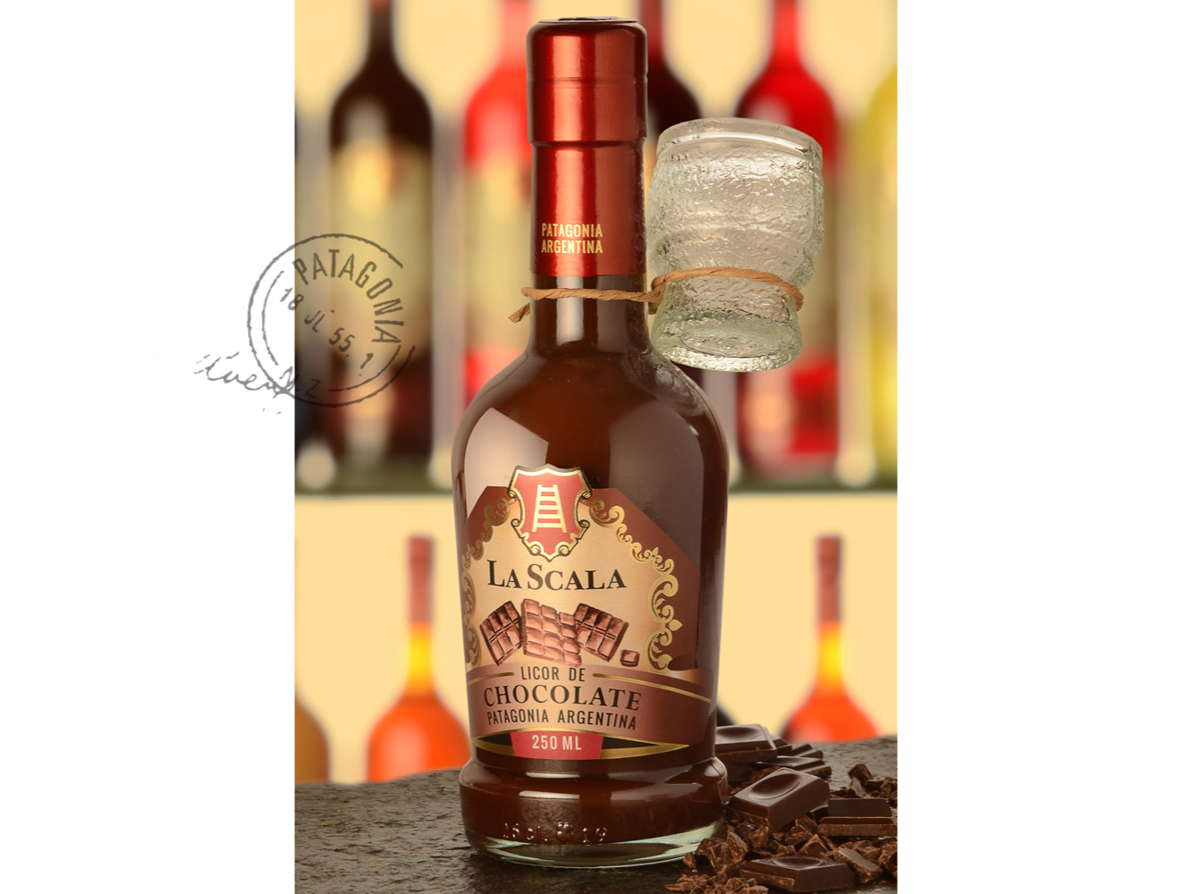 Licor de chocolate x 250 ml con vasito La Scala