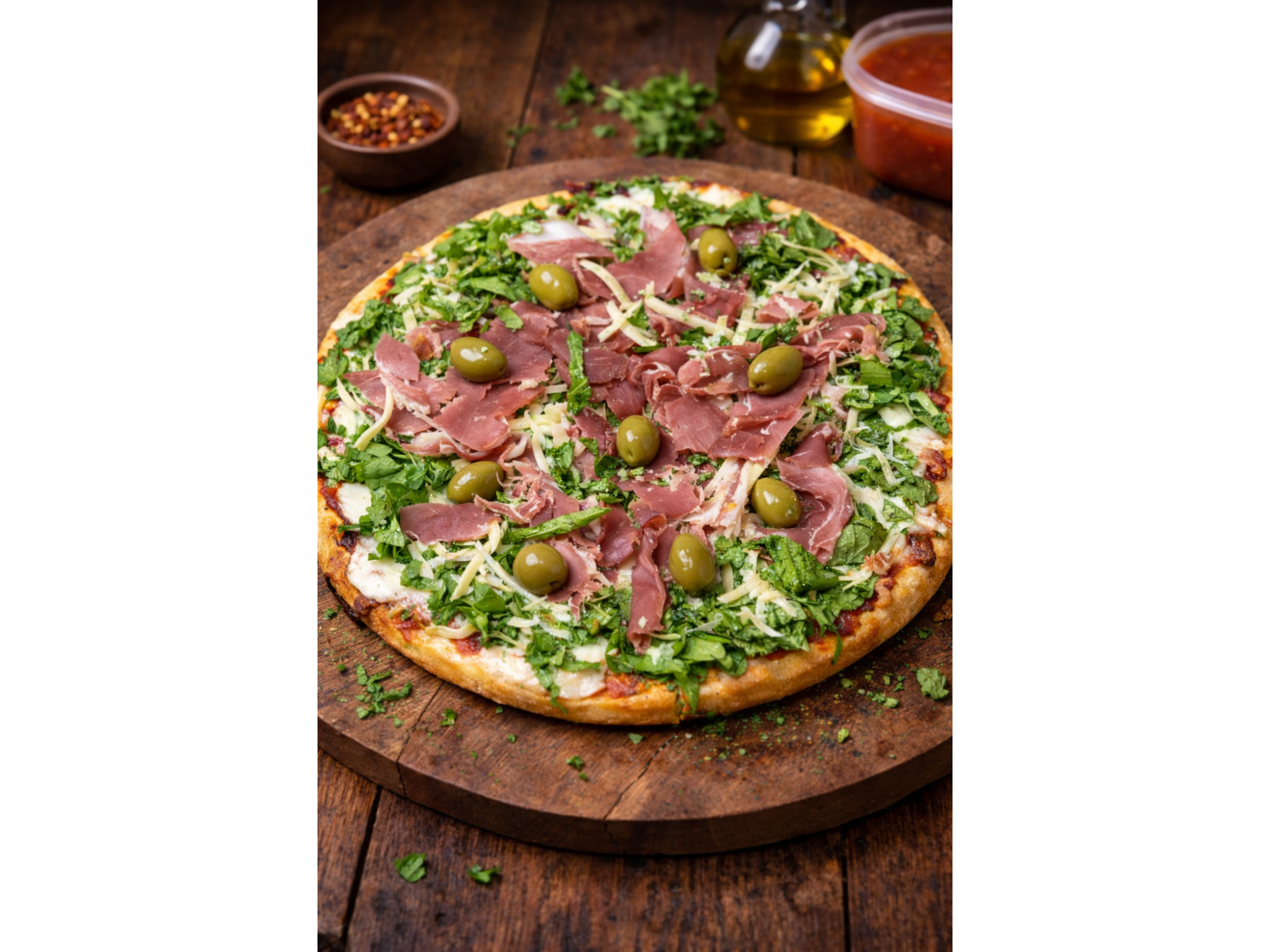 Rucula, parmesano y jamon crudo