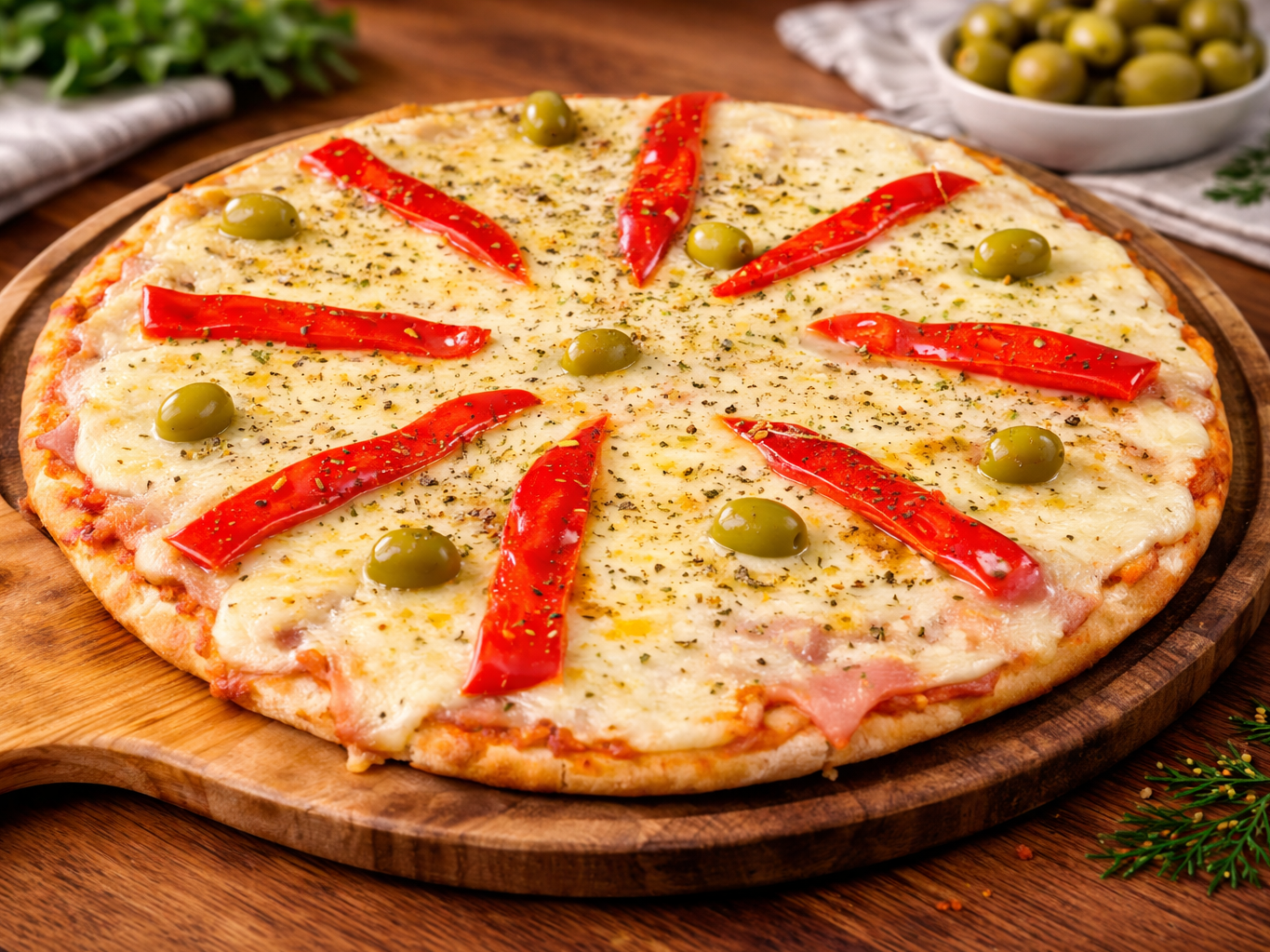 Muzzarella, Jamon y Morrones