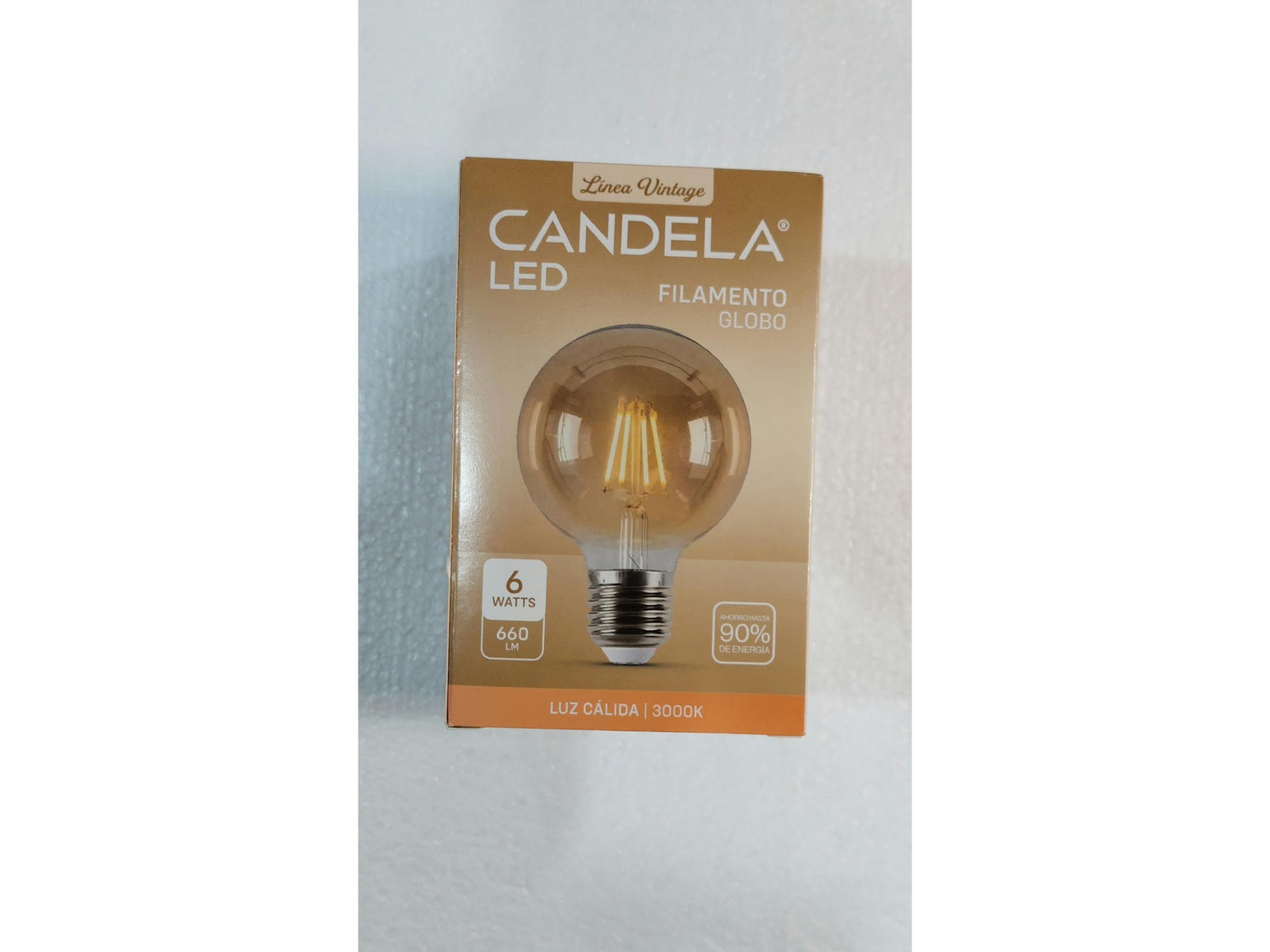 LAMPARA FILAMENTO LED GLOBO 6 W LUZ CALIDA CANDELA