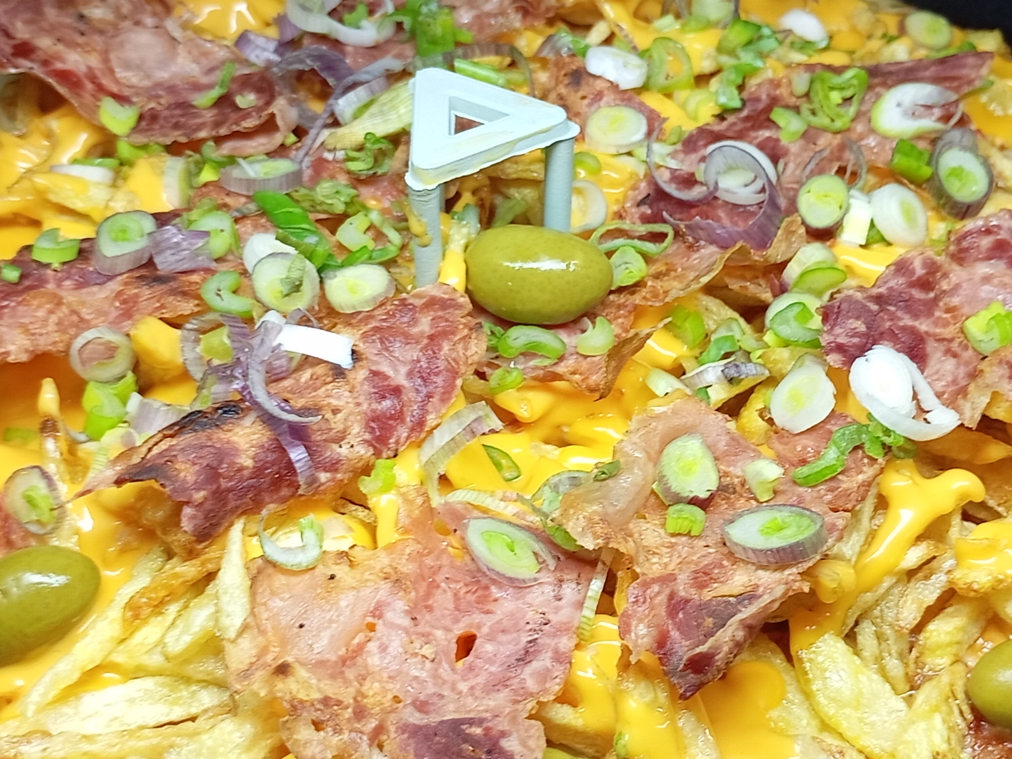 Fritas con Chedar panceta y verdeo