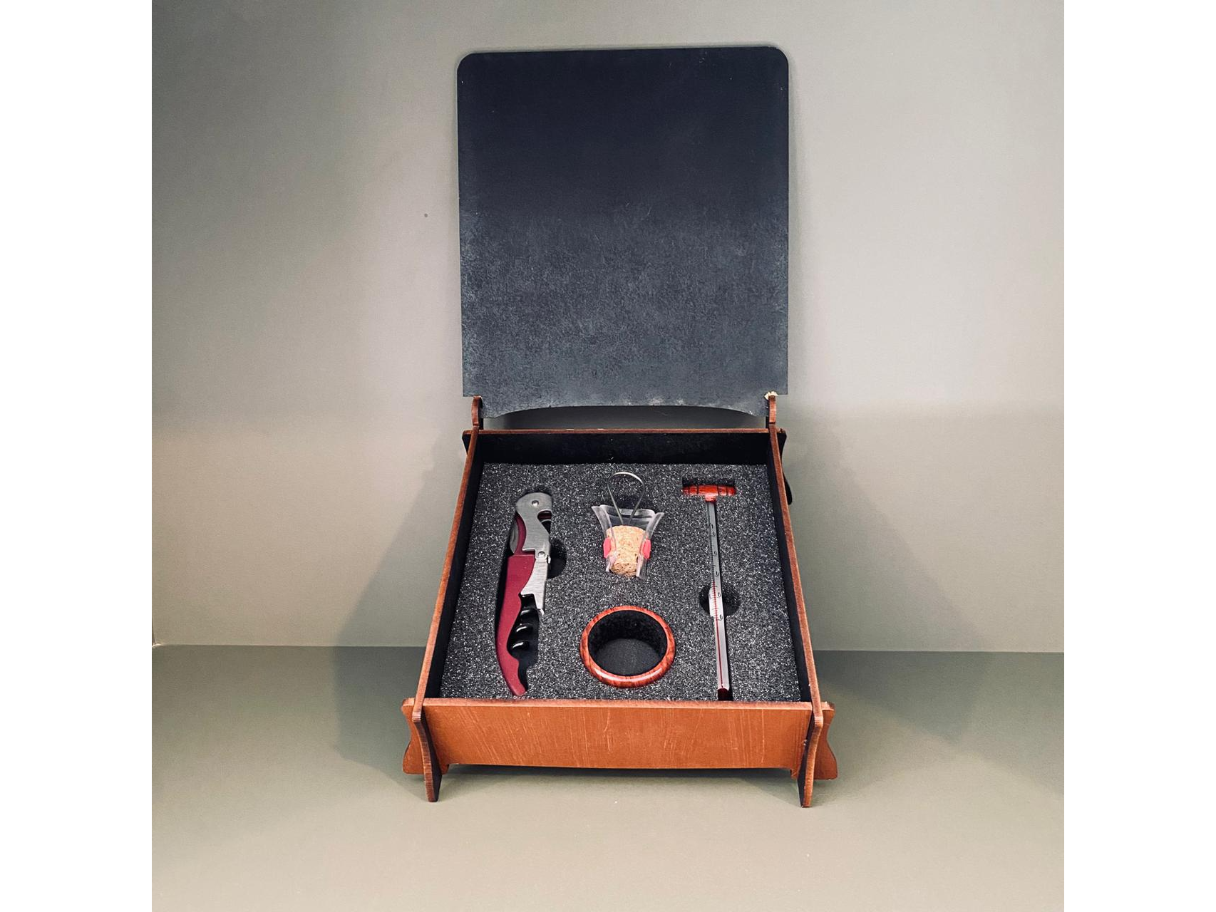 Set accesorios para vinos estuche madera