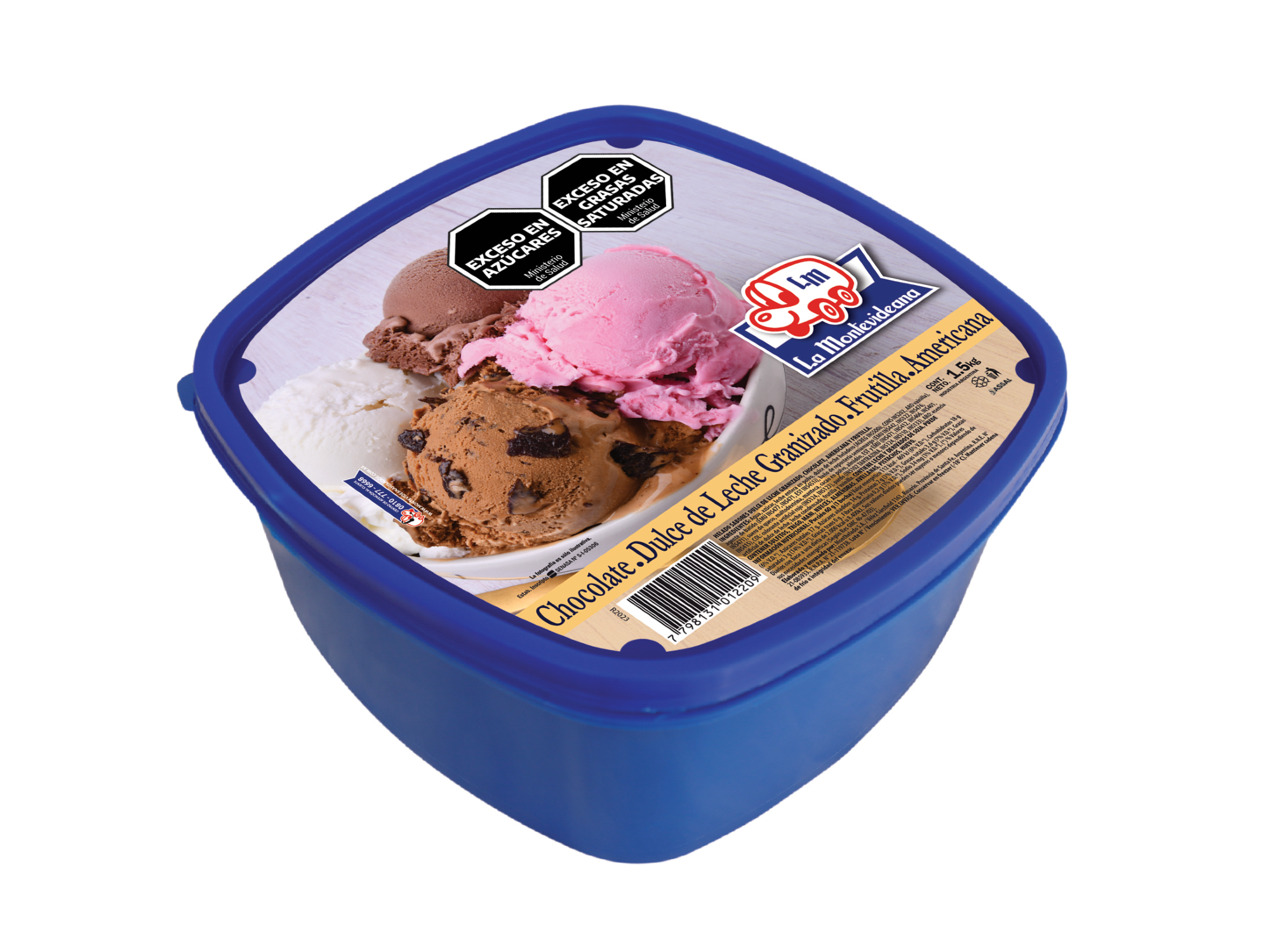 Pote 3 ltrs chocolate, americana, frutilla y ddl granizado