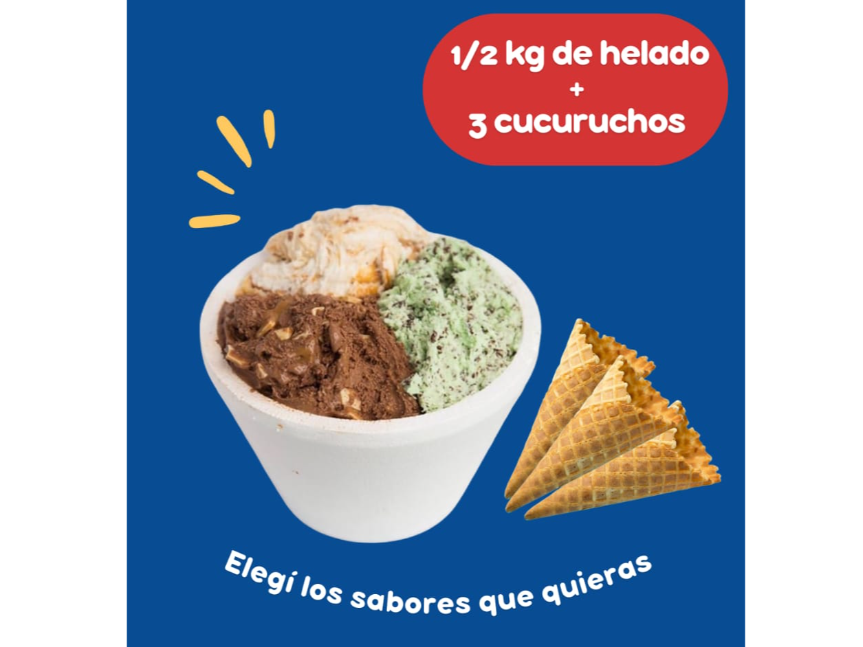 Promo 1/2 kilo + 3 cucuruchos de La Montevideana Cordoba