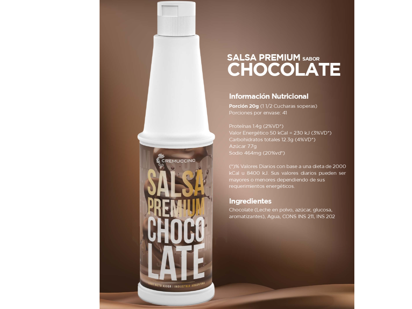 SALSA  SABOR CHOCOLATE X 830g