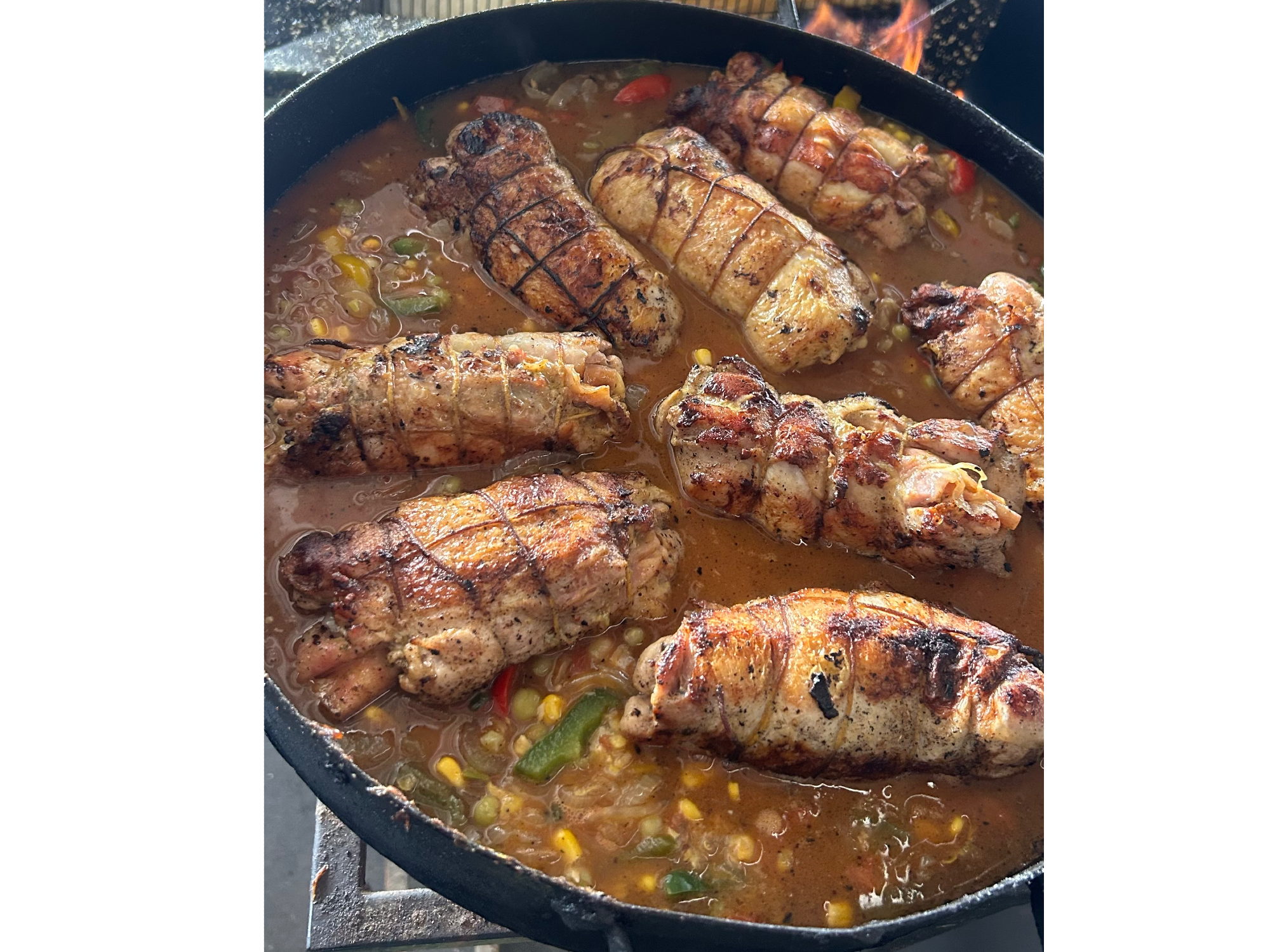 POLLO AL DISCO CON RAVIOLES