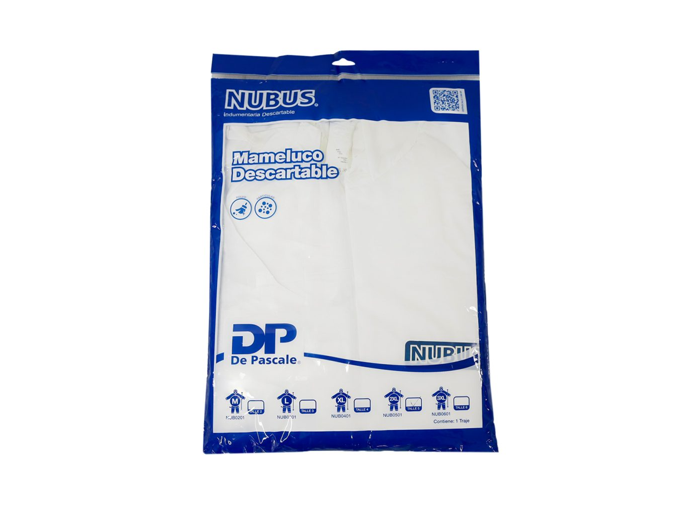 Mameluco Descartable 60 g/m2, Talle L, Blanco Respirable Laminado PP+PE, Tipo 5/6