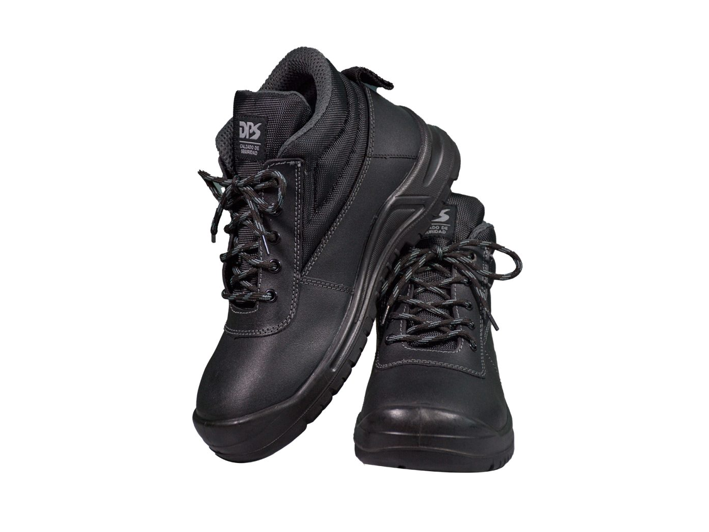 Botin de seguridad, cuero descarne negro, puntera de acero
