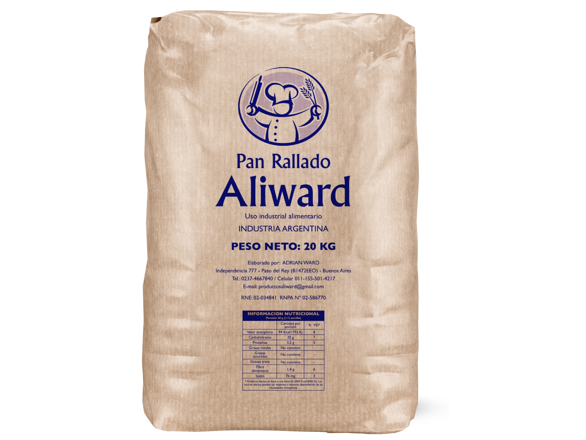 PAN RALLADO ALIWARD X 20 Kgrs