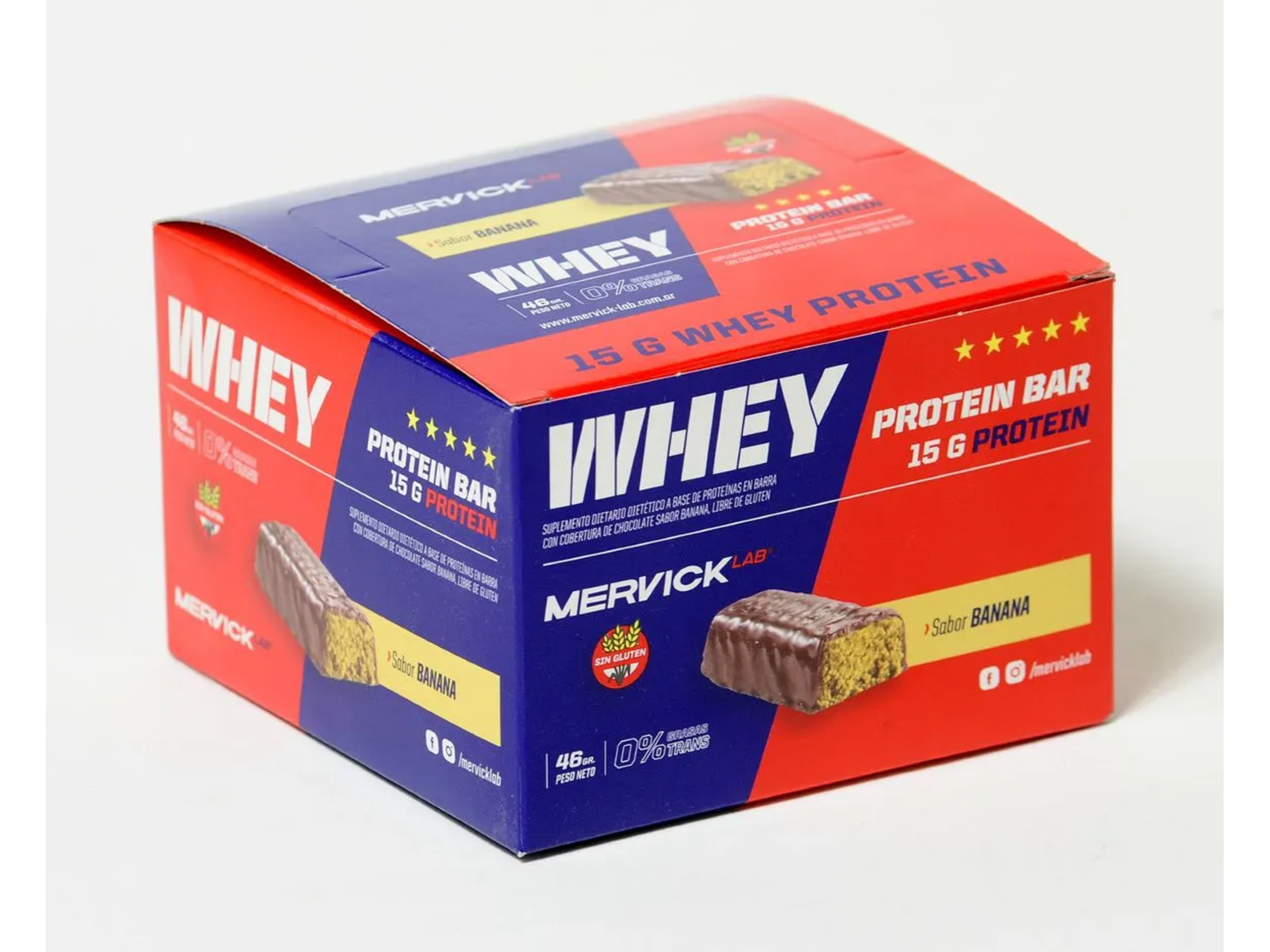 MERVICK – WHEY PROTEIN BAR 46GR  CAJA X12U