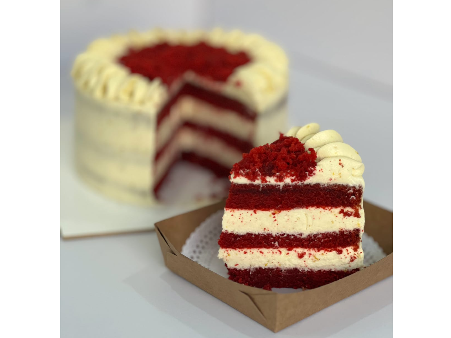 Porción de torta Red Velvet