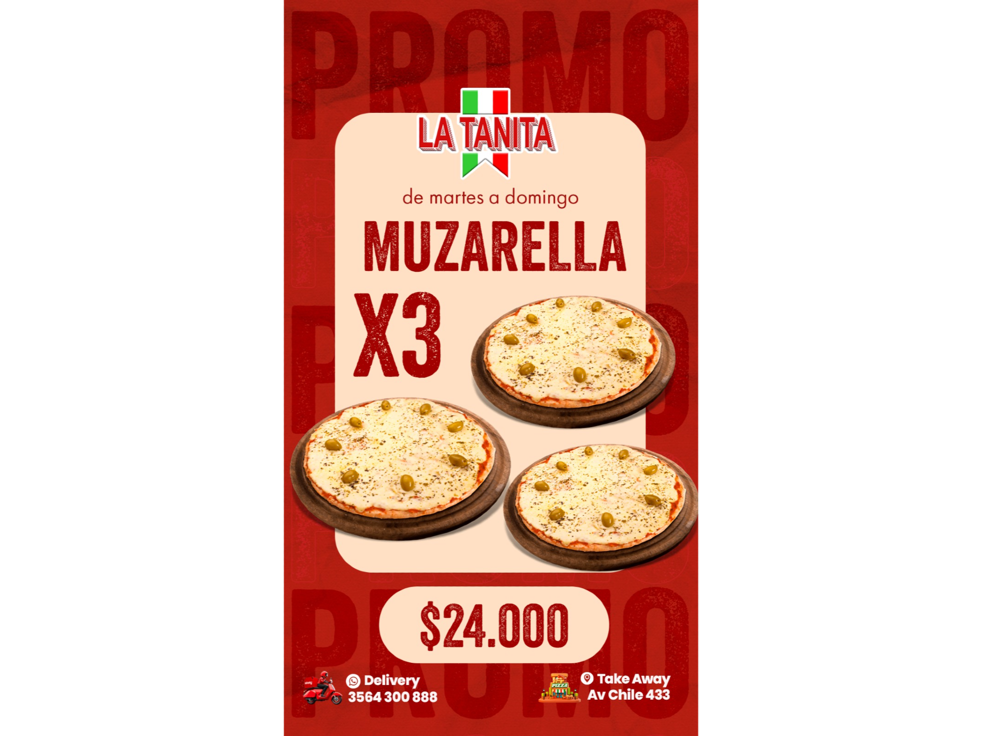3 PIZZAS MUZZARELLAS