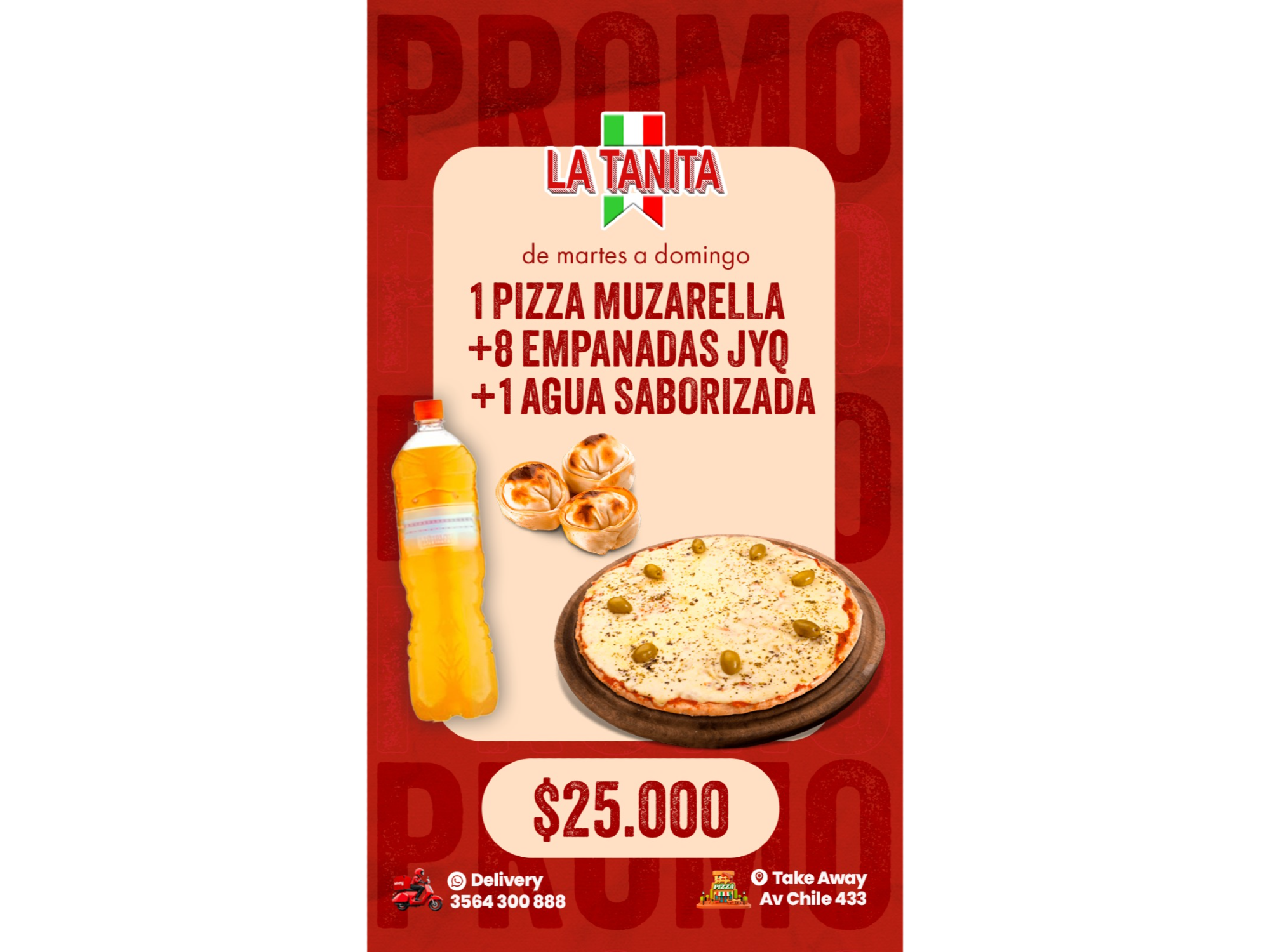 Promo  - Pizza Muzzarella + 8 Empanadas JyQ