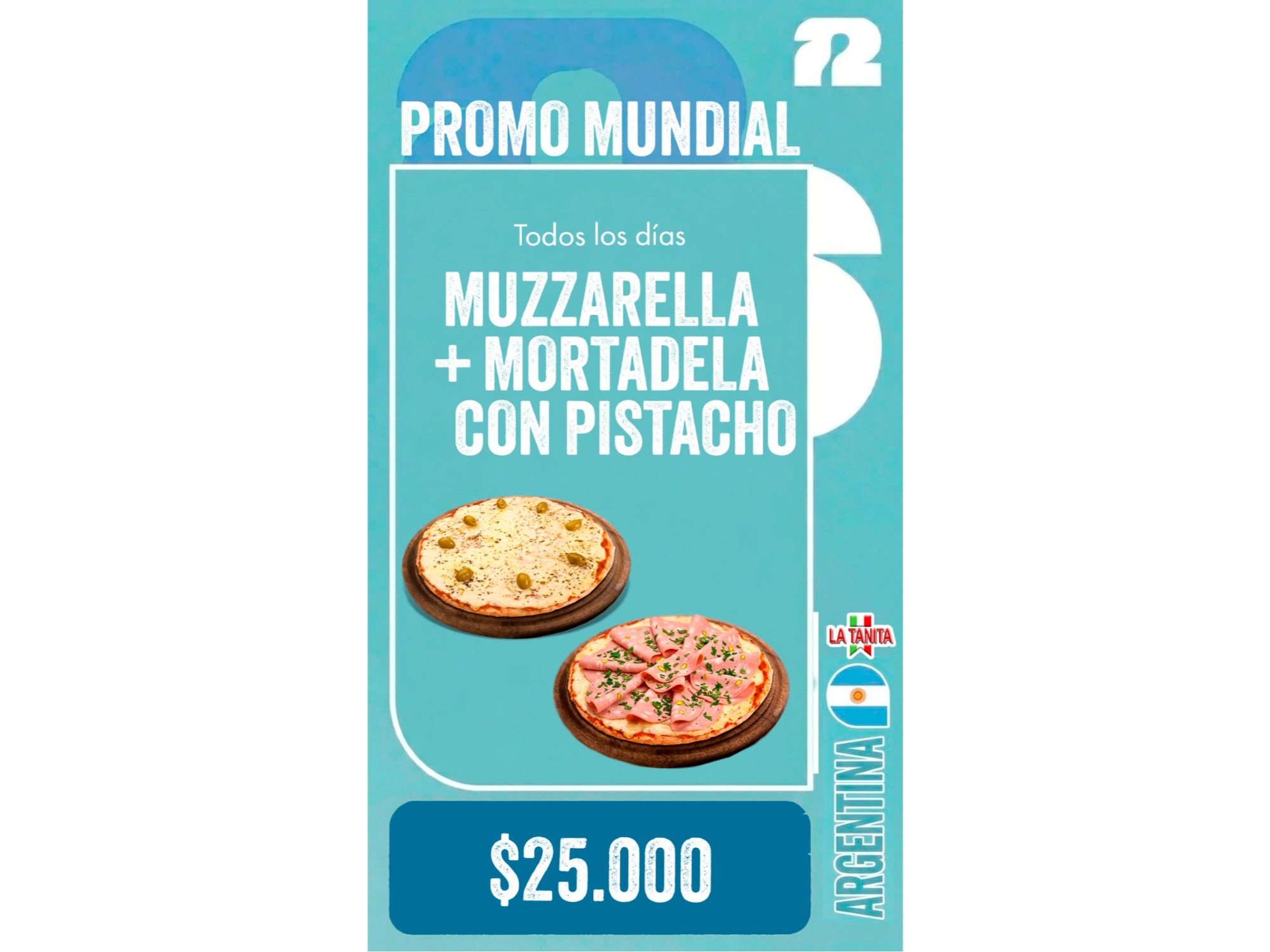 Promo - Muzzarella + Mortadela y Pistachos con Perejil