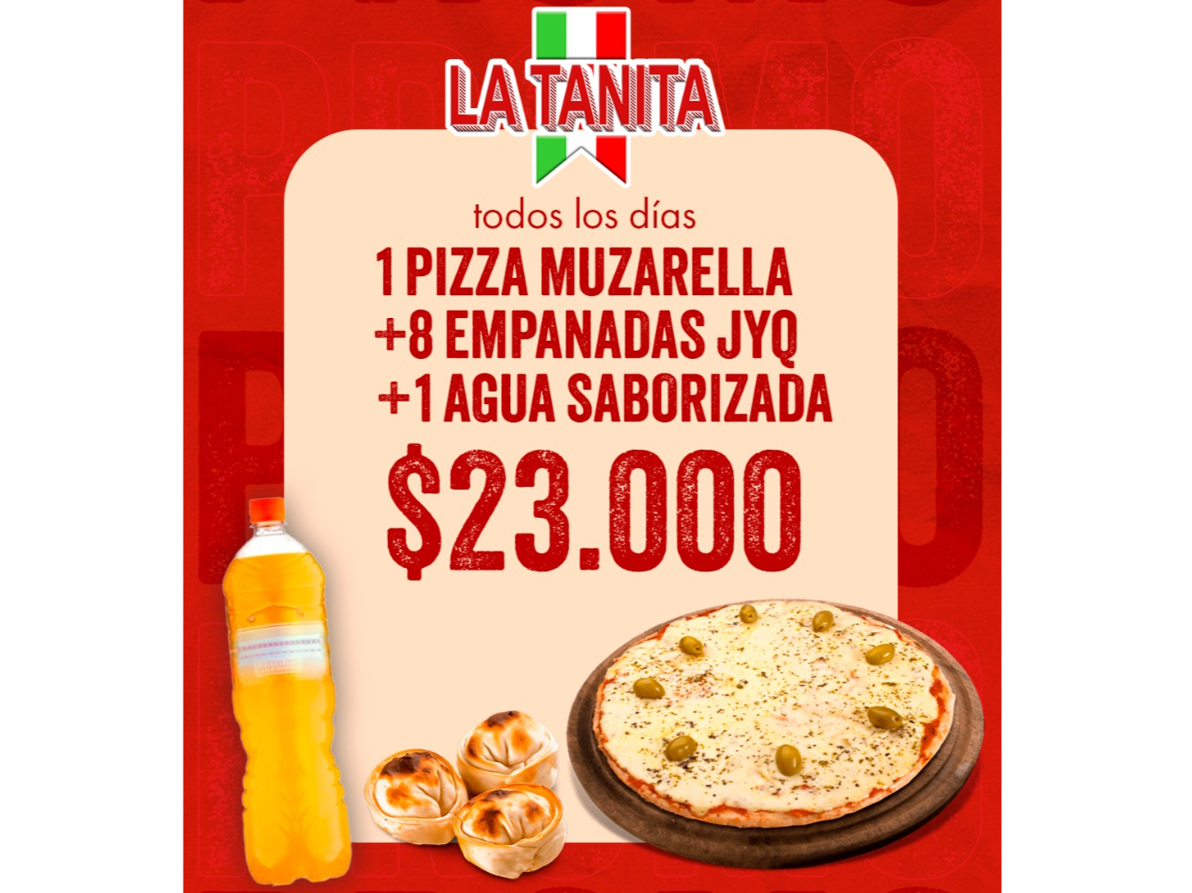 Promo 3 - Pizza Muzzarella + 8 Empanadas JyQ