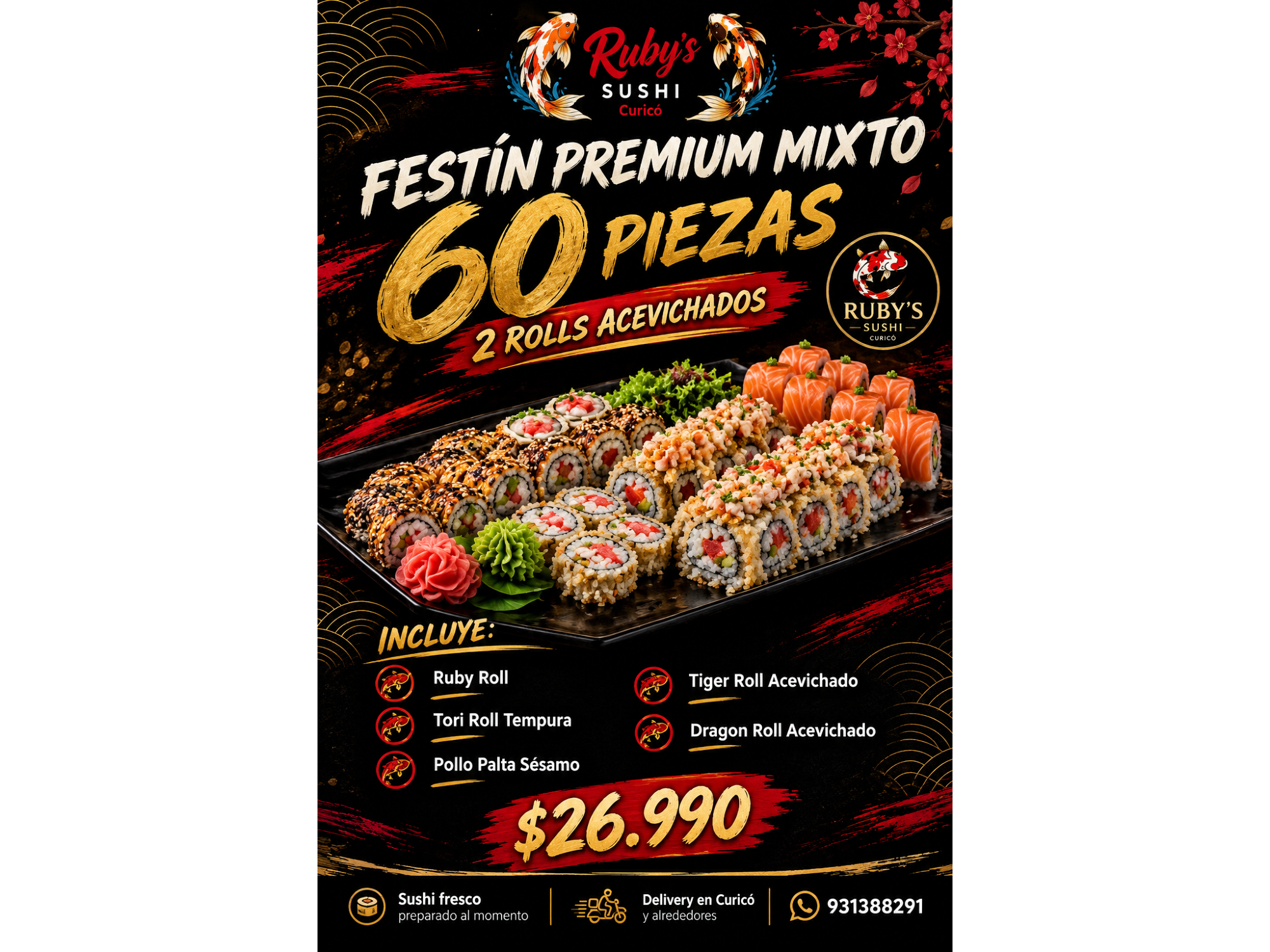 Festín premium mixto 60 piezas 🍣