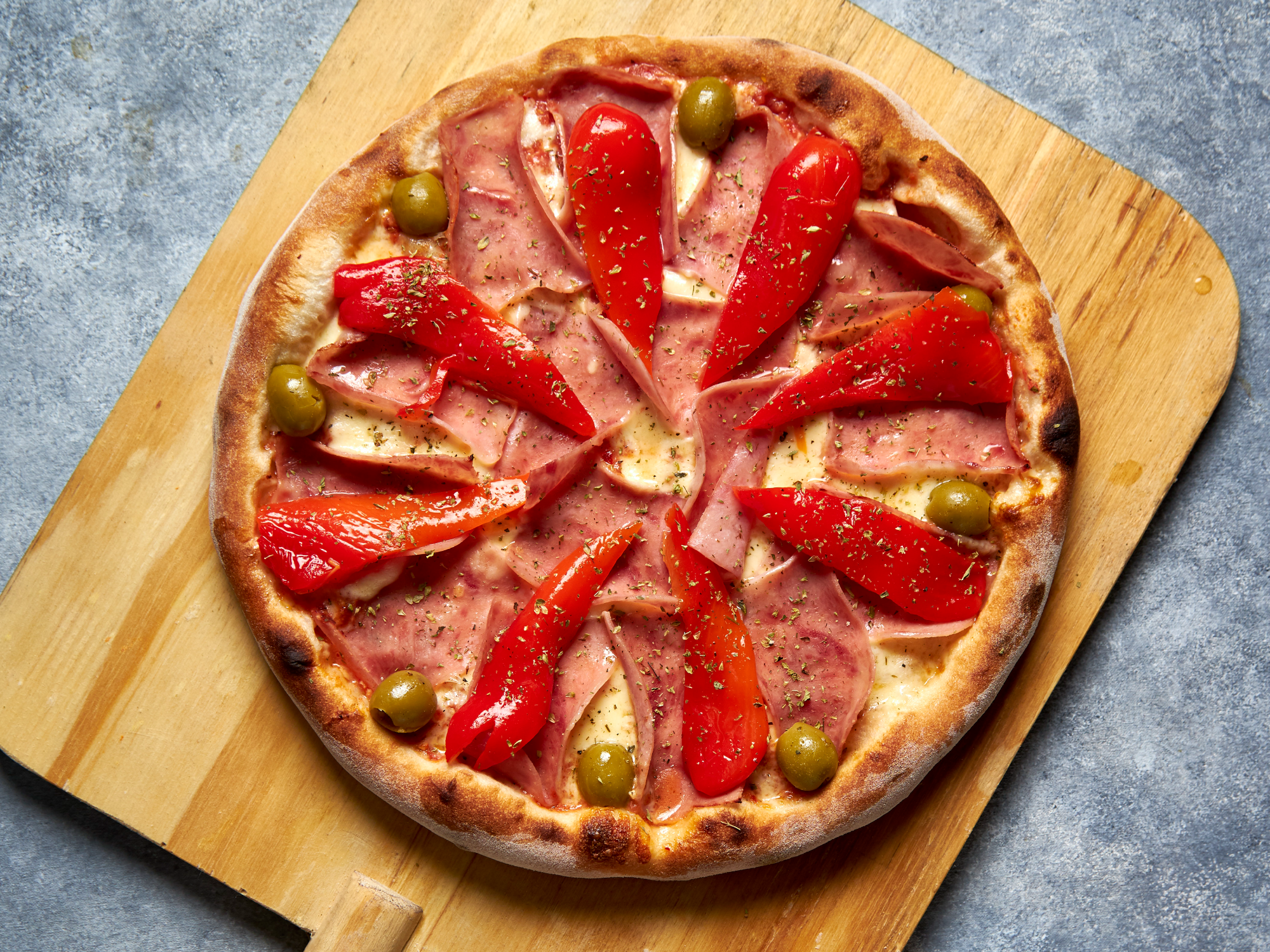 Pizza Jamón y Morrón