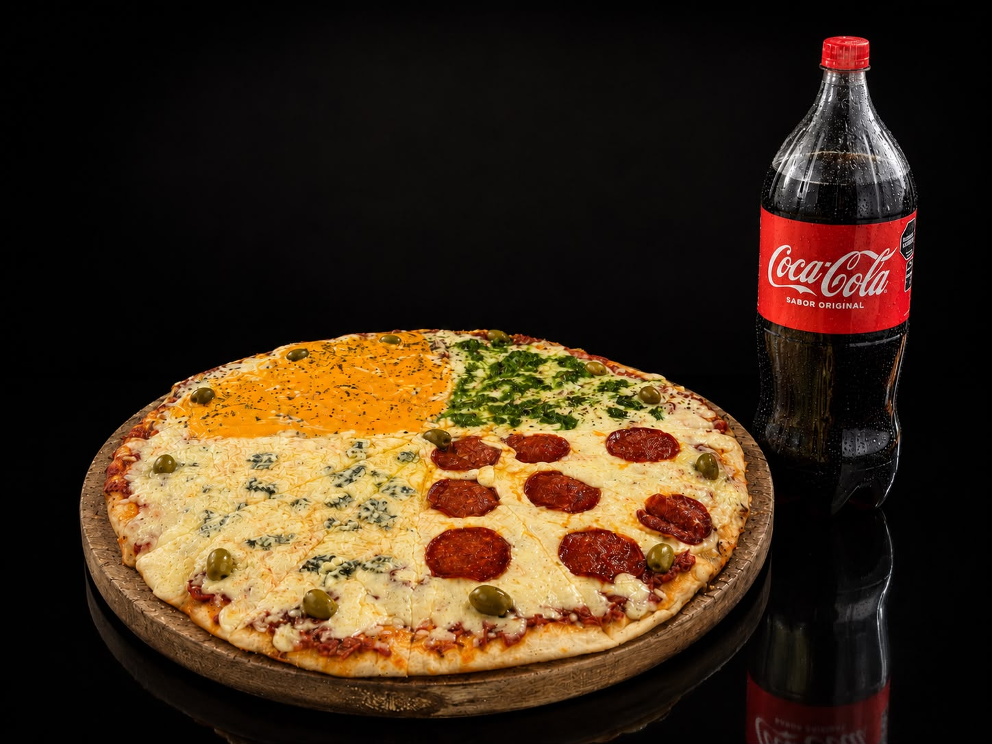 Pizzota 4 estaciones + una gaseosa 2.25lts