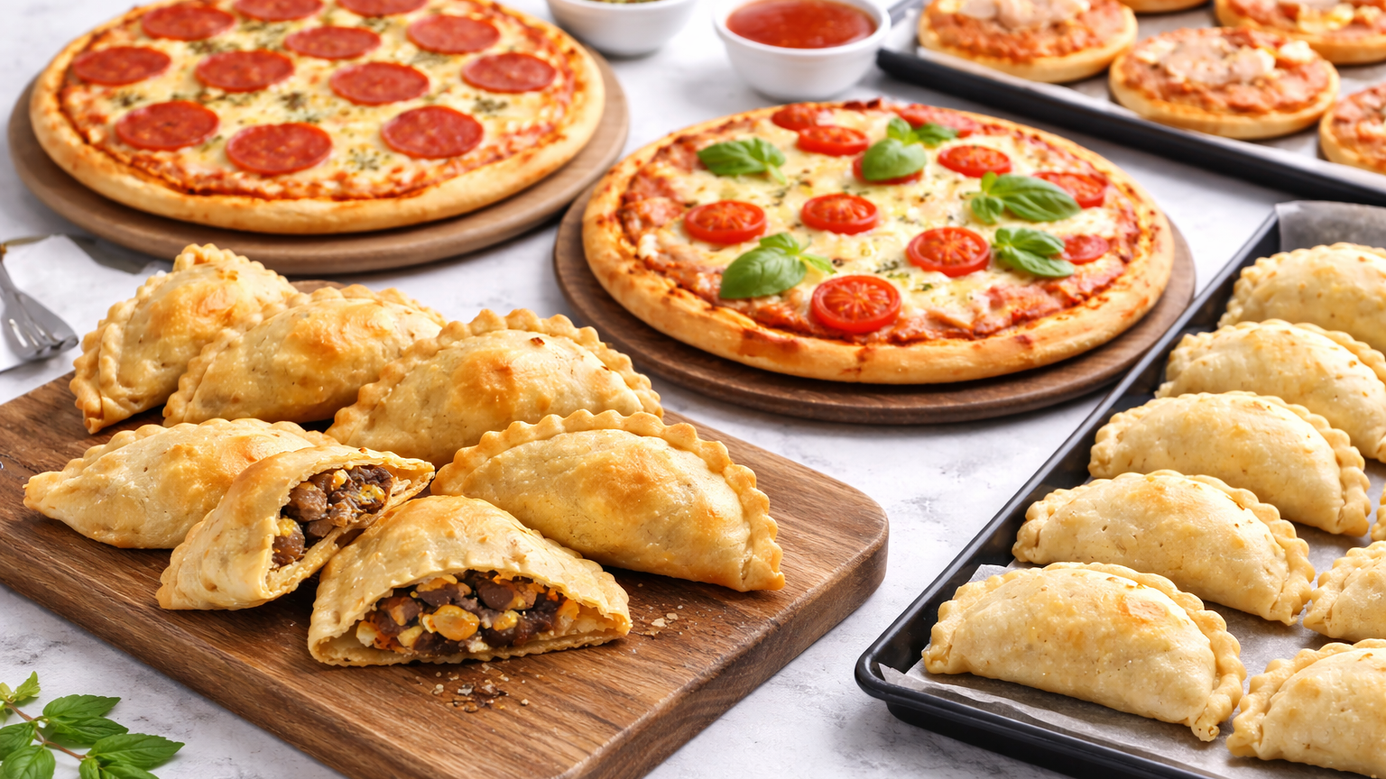 Pizzas , pizzetas y empanadas