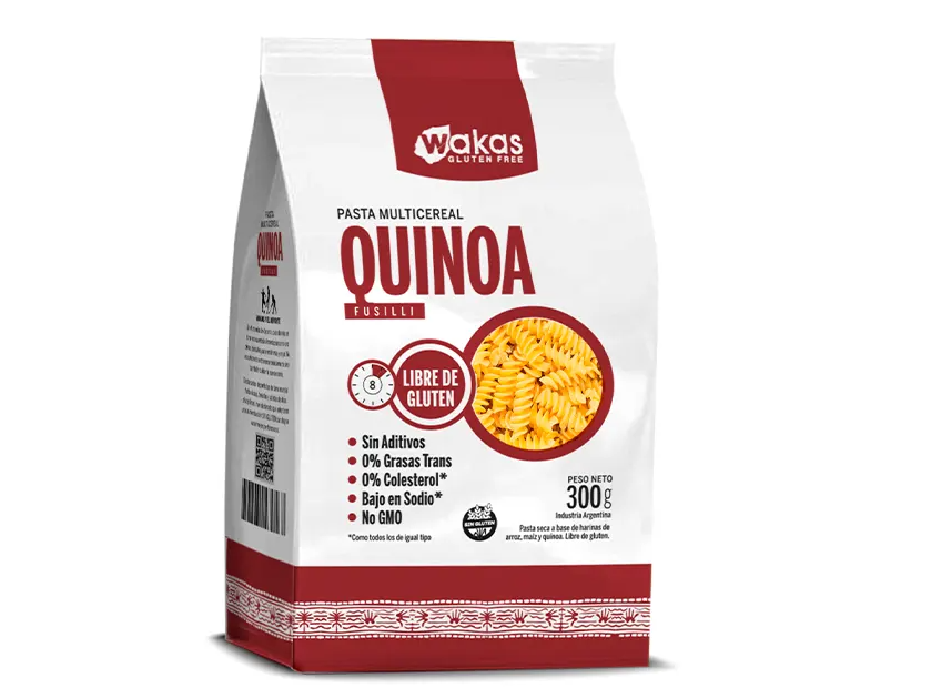 FIDEOS FUSILLI C/QUINOA S/TACC S/LACTOSA VEGANO WAKAS X 300 GR