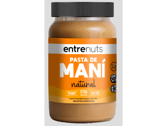 Pasta de maní natural Entrenuts x 370 GRS