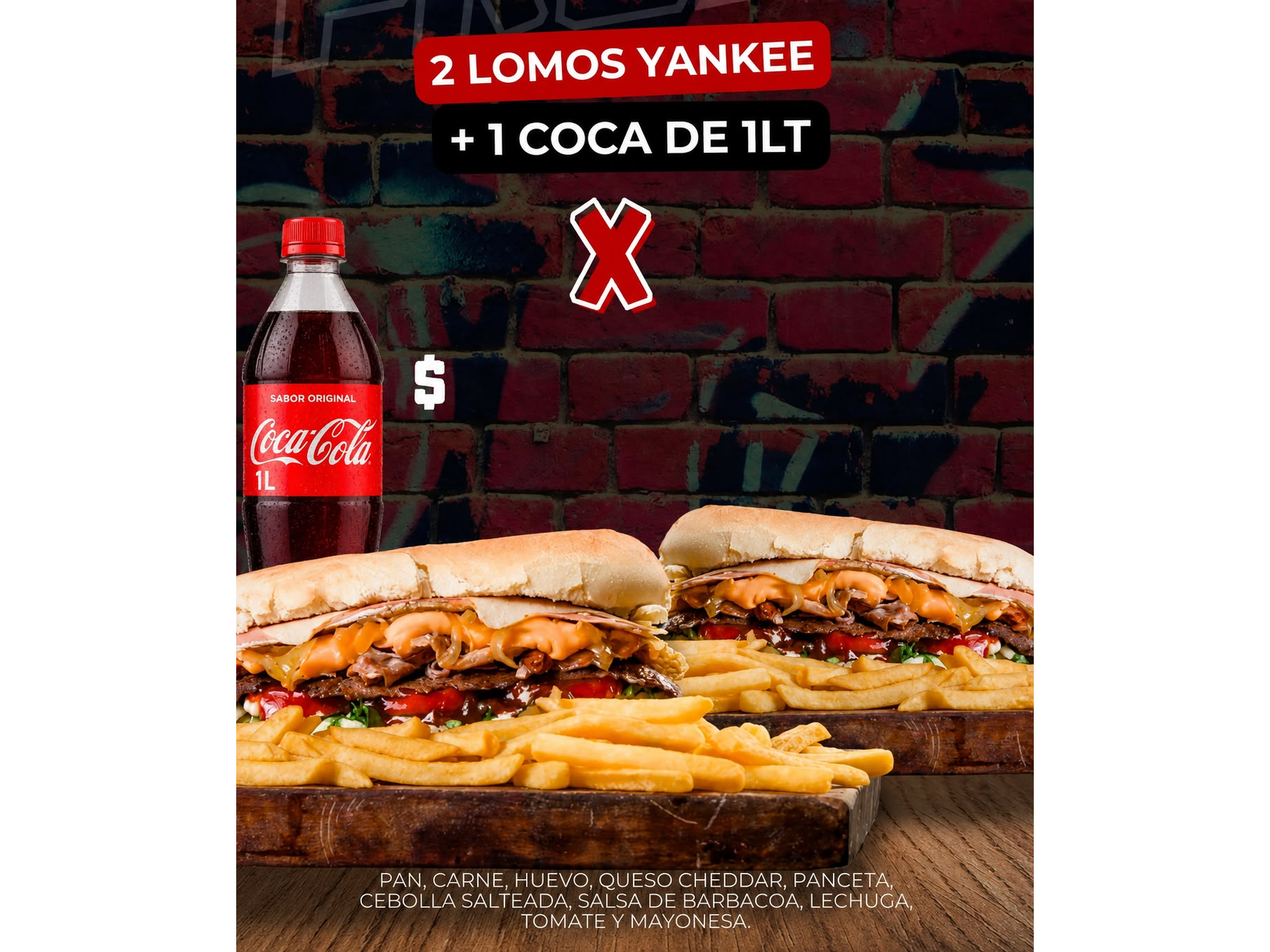 Promo 2 lomos yankees + 1 Coca Cola 1L
