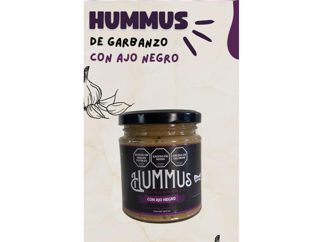 HUMMUS  DE GARBANZO CON AJO NEGRO x 170gs Vidrio
