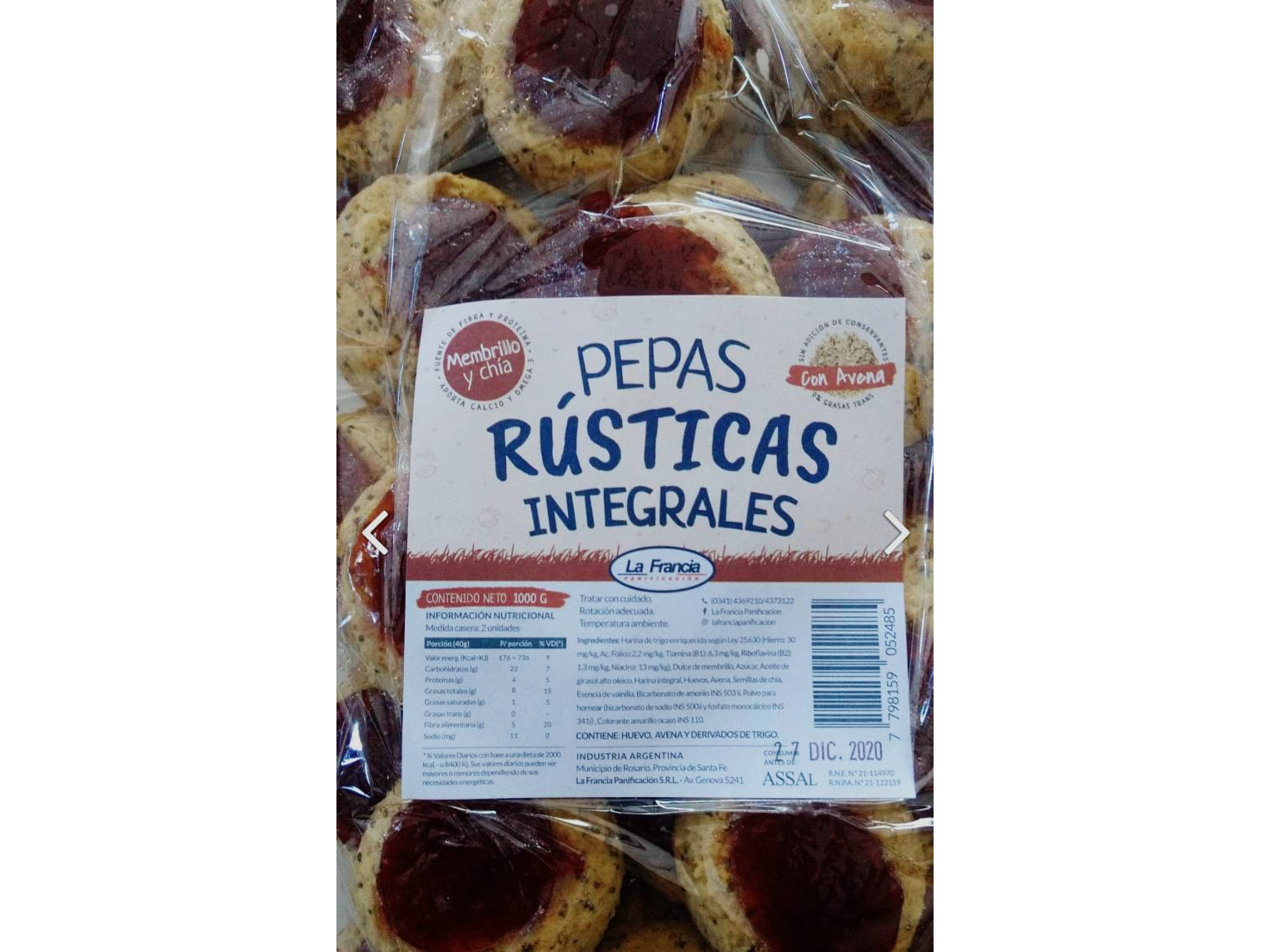 Pepas Rústicas Membr/chia x 1kg